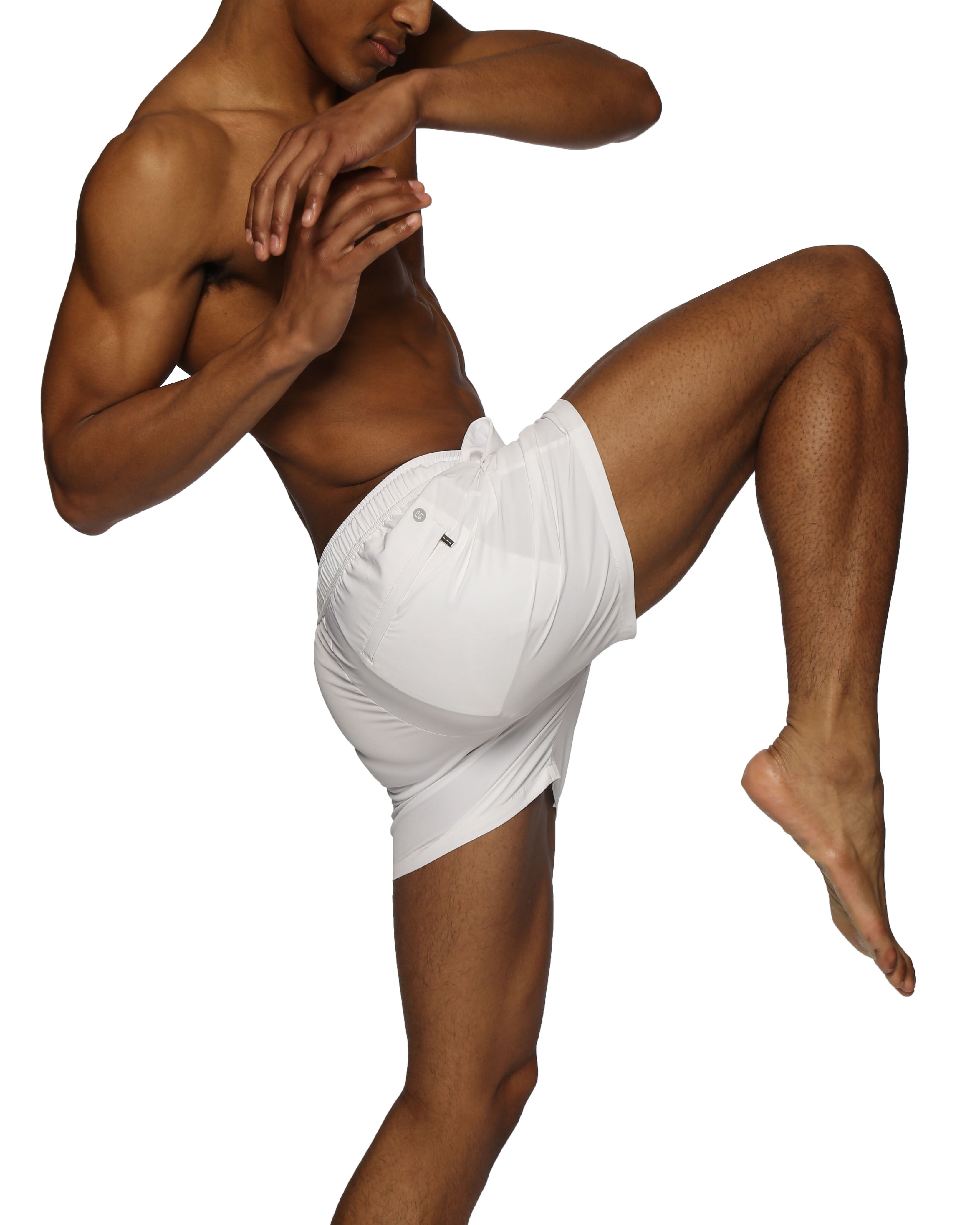 ACTIONWEAR Polar White Knockout Boxer Short - parke & ronen