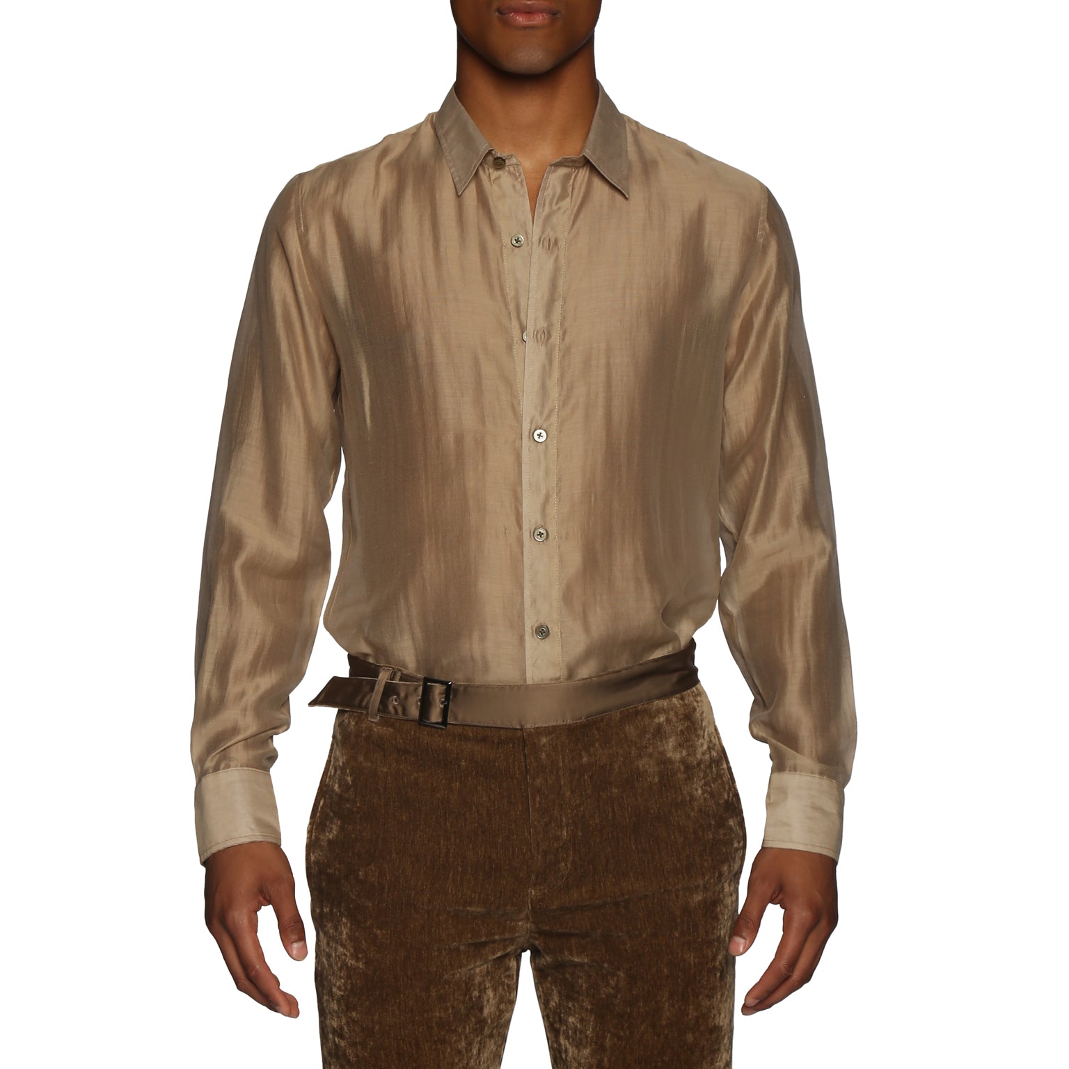 HOLIDAY EXCLUSIVE- Antique Brass Tencel Voile Lowell Shirt - parke & ronen