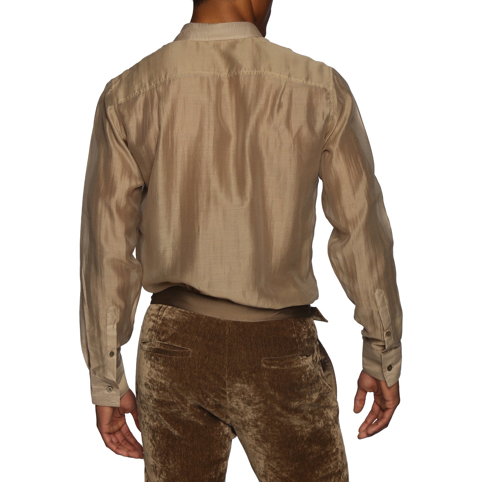 HOLIDAY EXCLUSIVE- Antique Brass Tencel Voile Lowell Shirt - parke & ronen