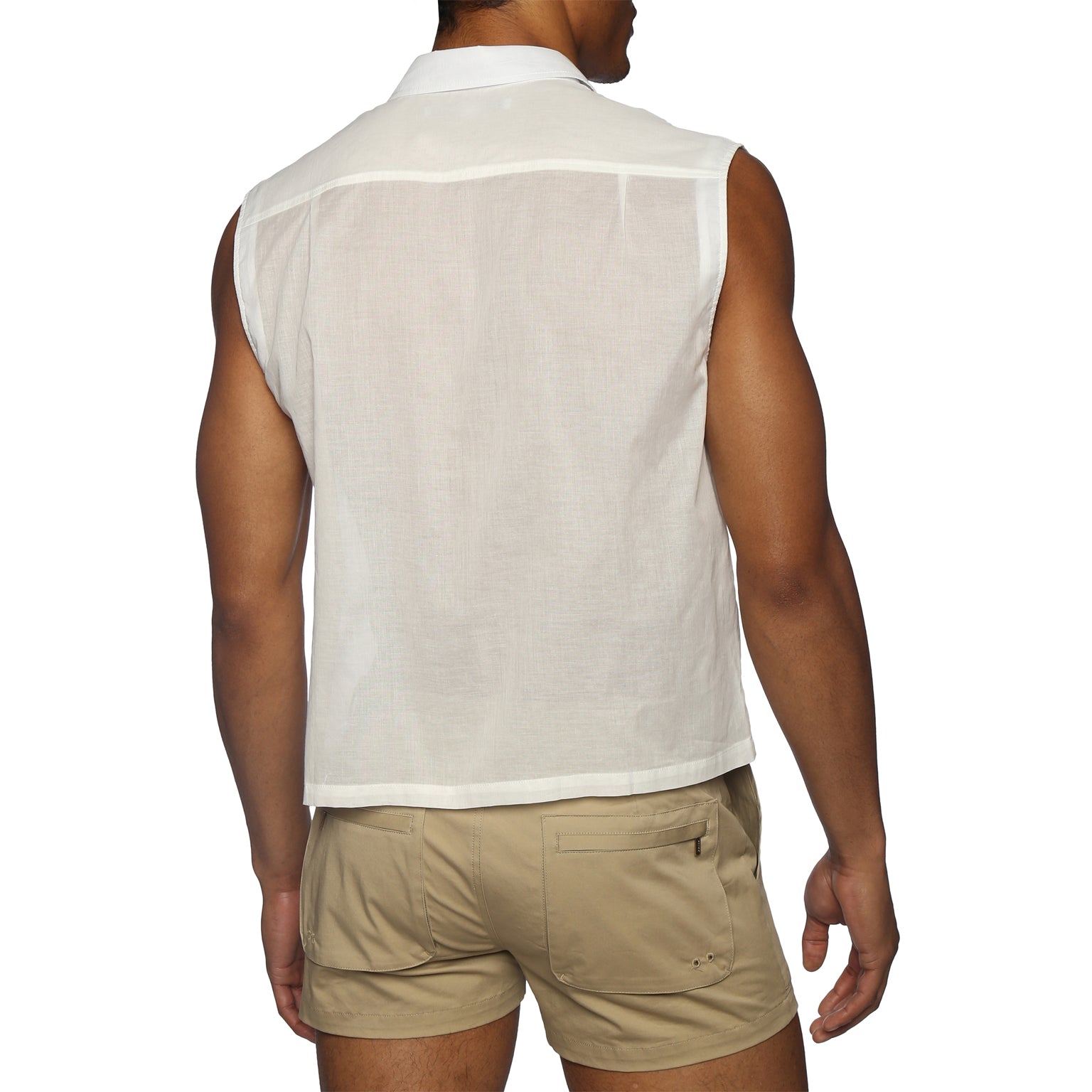 NEW SPRING '25- Vintage White Sleeveless Expedition Shirt - Parke & Ronen