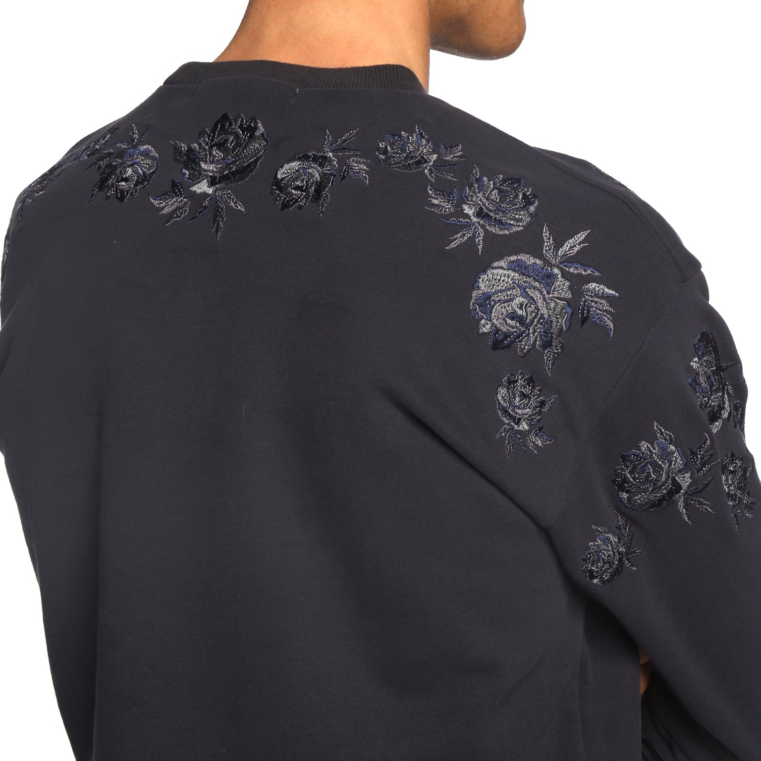 Marine Blue Bouquet Embroidered Sweatshirt