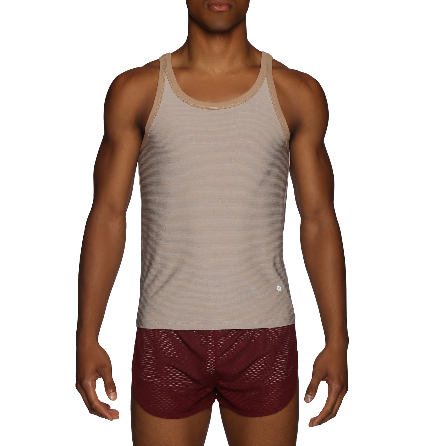 ACTIONWEAR Oyster Beige Mako Nylon Roxy Tank - parke & ronen