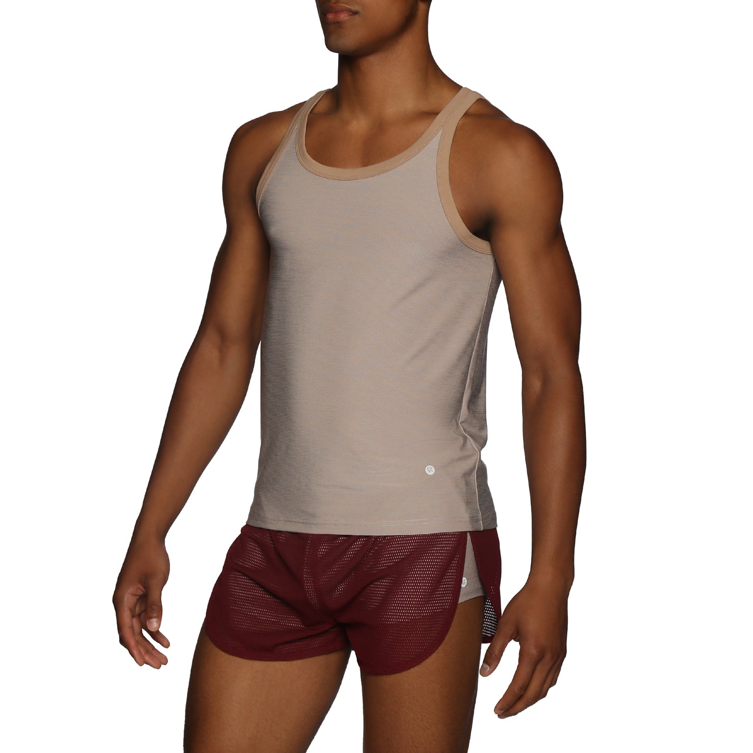 ACTIONWEAR Oyster Beige Mako Nylon Roxy Tank - parke & ronen