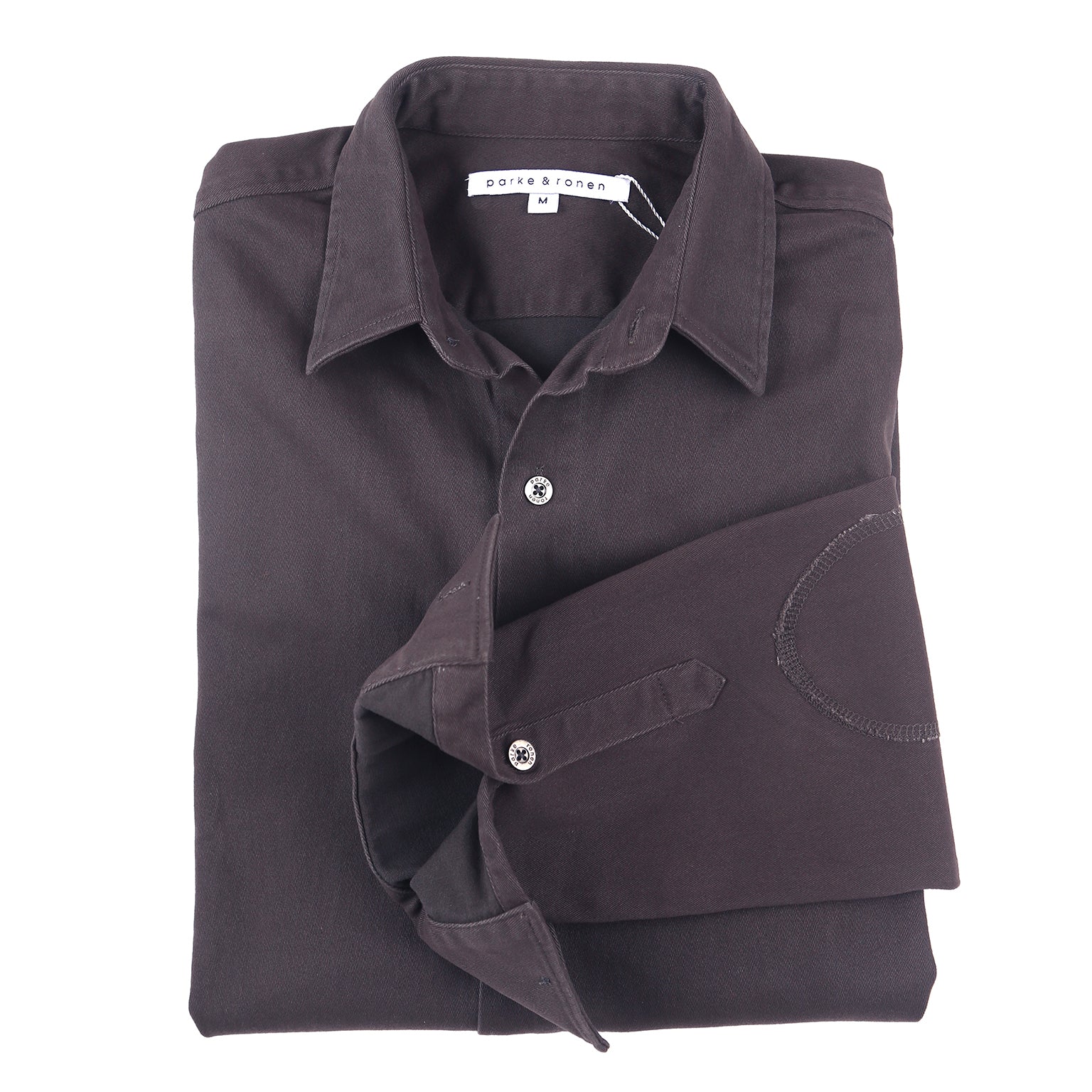 SAVE 70%- Vintage Washed Dark Grey Stretch Twill Shirt