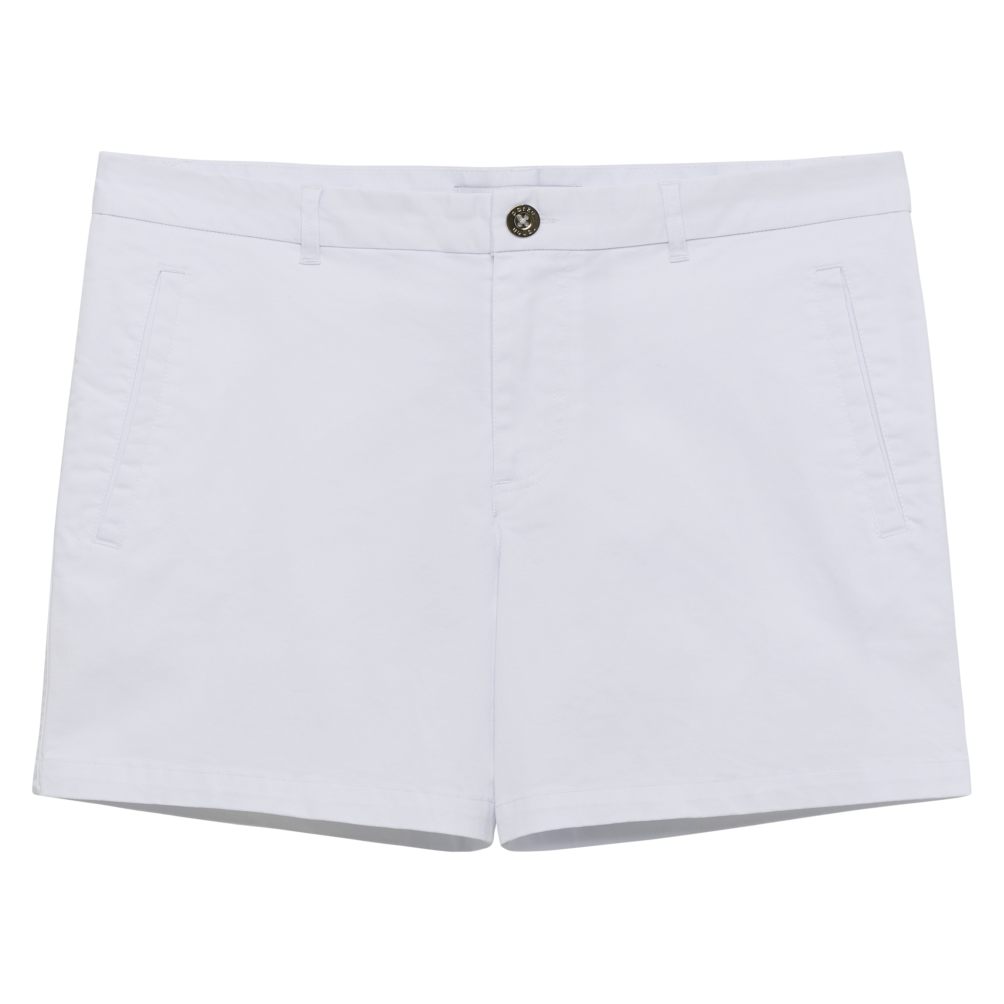 White Solid Stretch Holler Shorts - parke & ronen
