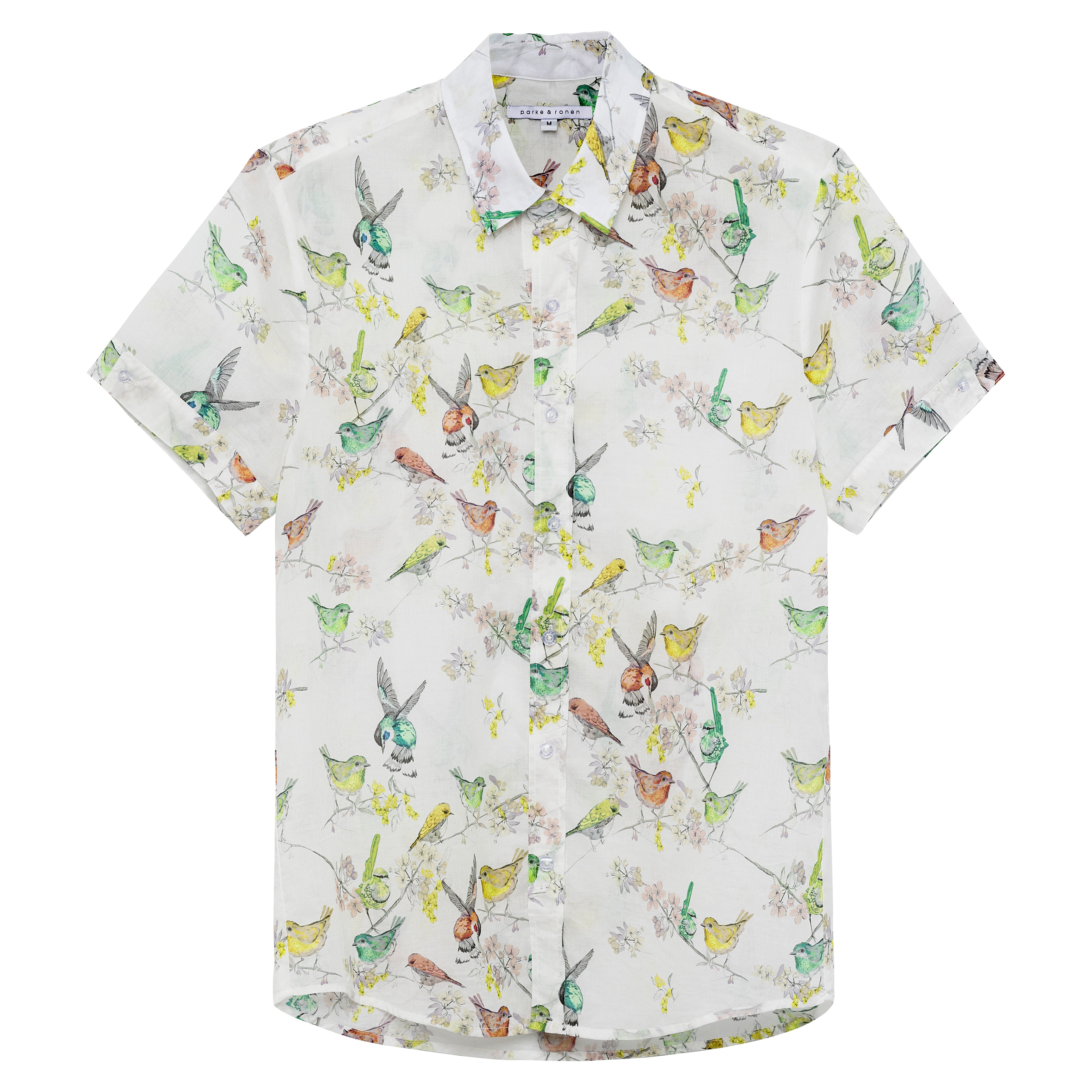 Bird White Print Biscayne Shirt