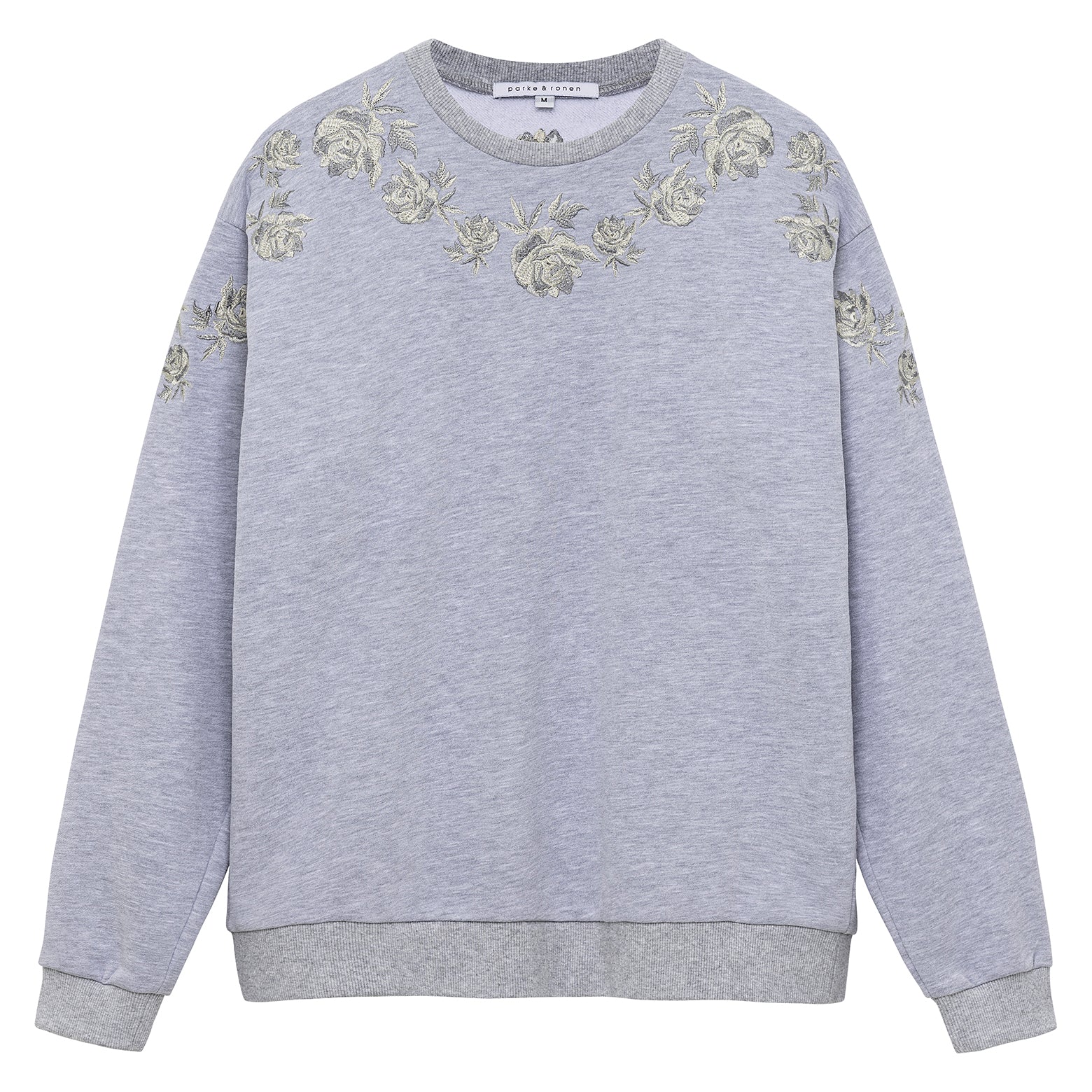 RESORT '24-  Grey Bouquet Embroidered Sweatshirt