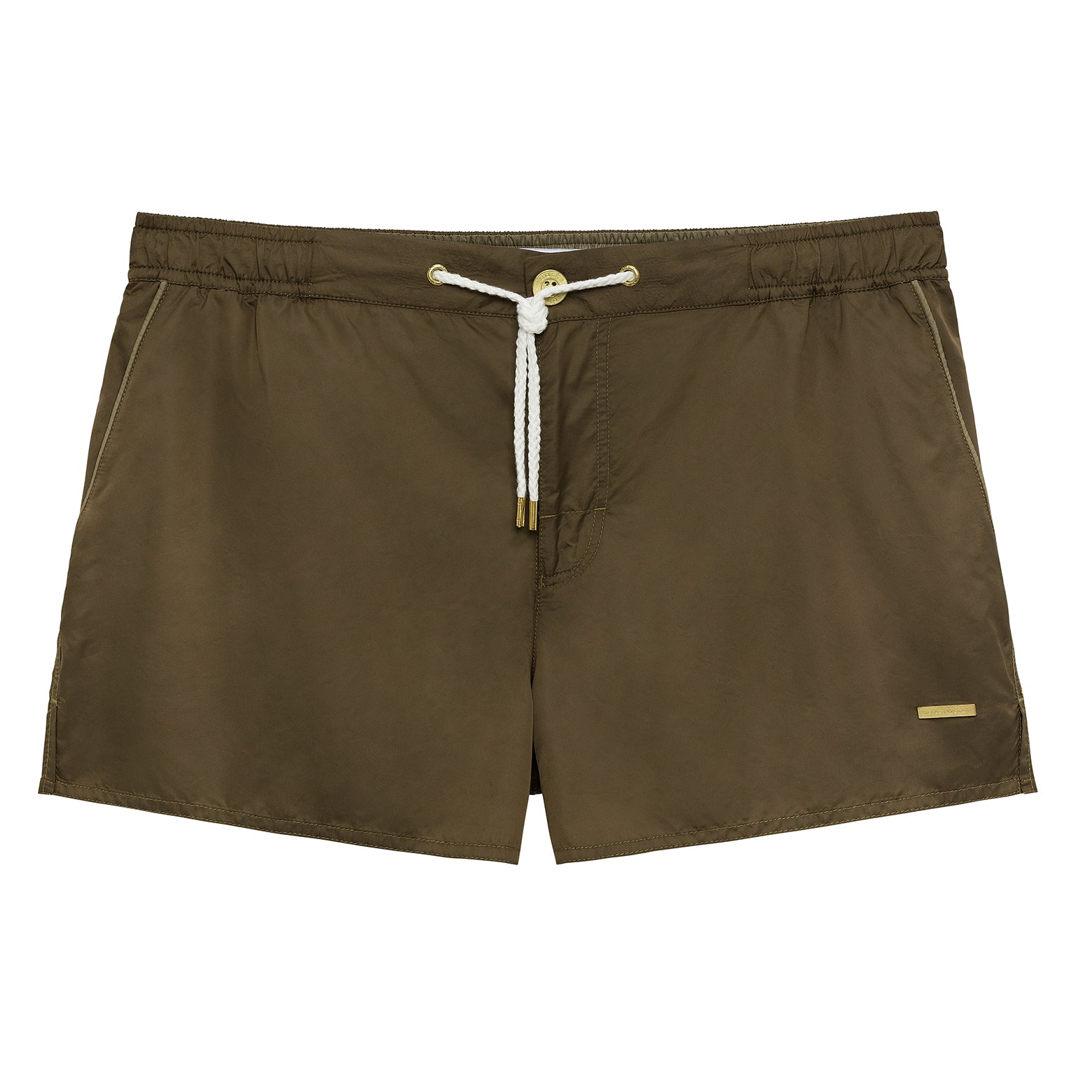 NEW RESORT '25- Tan Nylon Barcelona Swim Short - parke & ronen