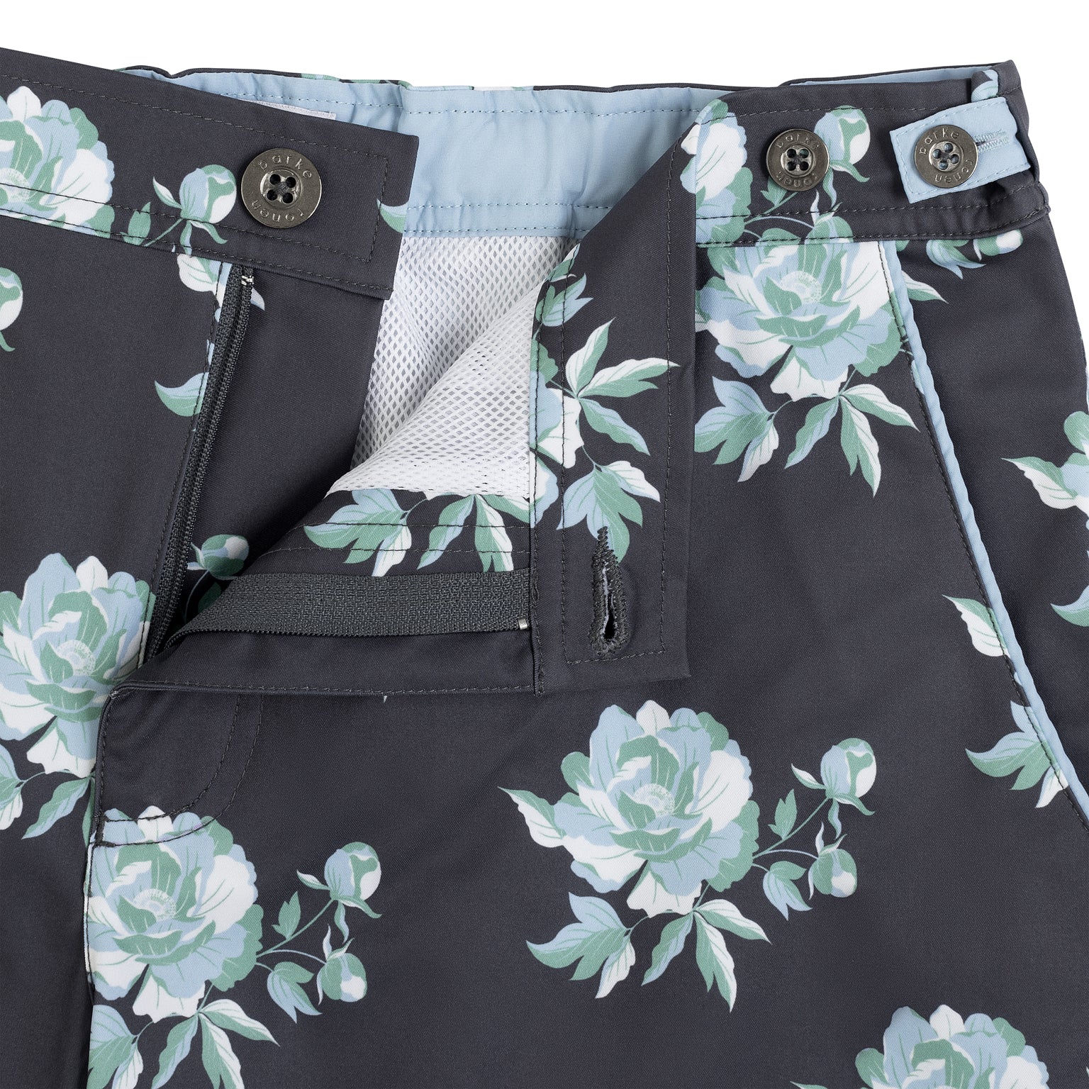 SAVE 70%- Cool Grey Peonies Print 6" Catalonia Stretch - parke & ronen
