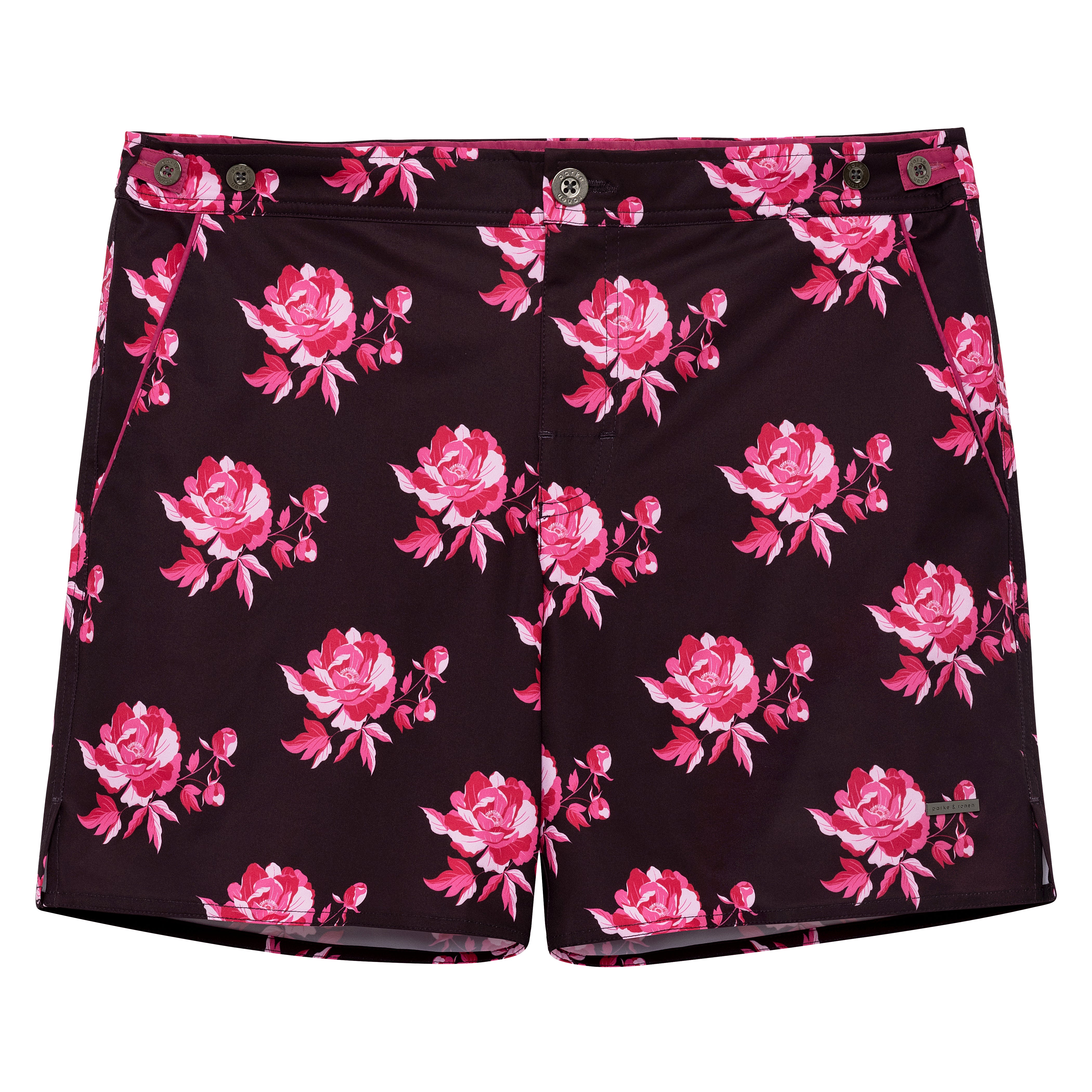 SAVE 70%- Vamp Red Peonies Print 6" Catalonia Stretch - parke & ronen