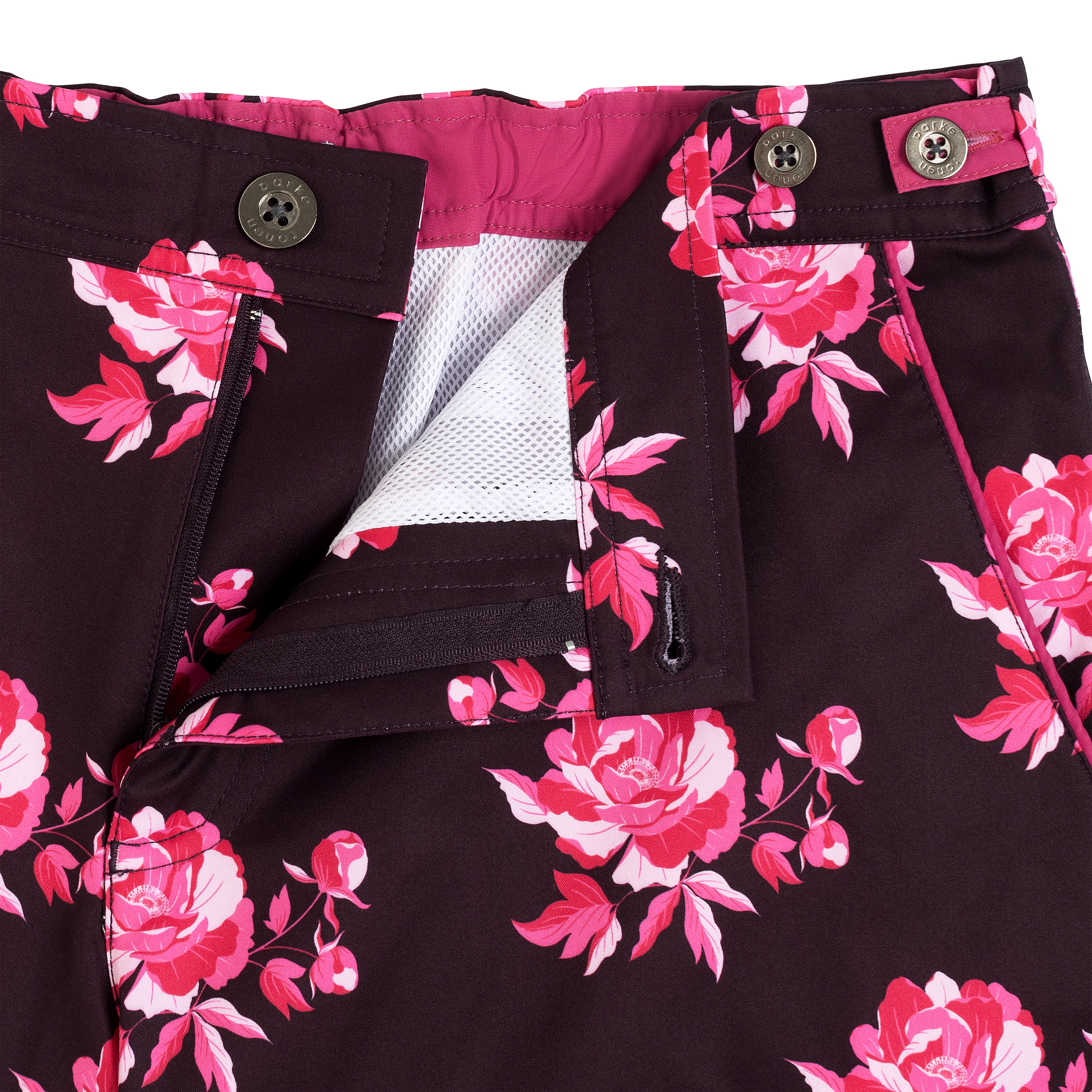 SAVE 70%- Vamp Red Peonies Print 6" Catalonia Stretch - parke & ronen
