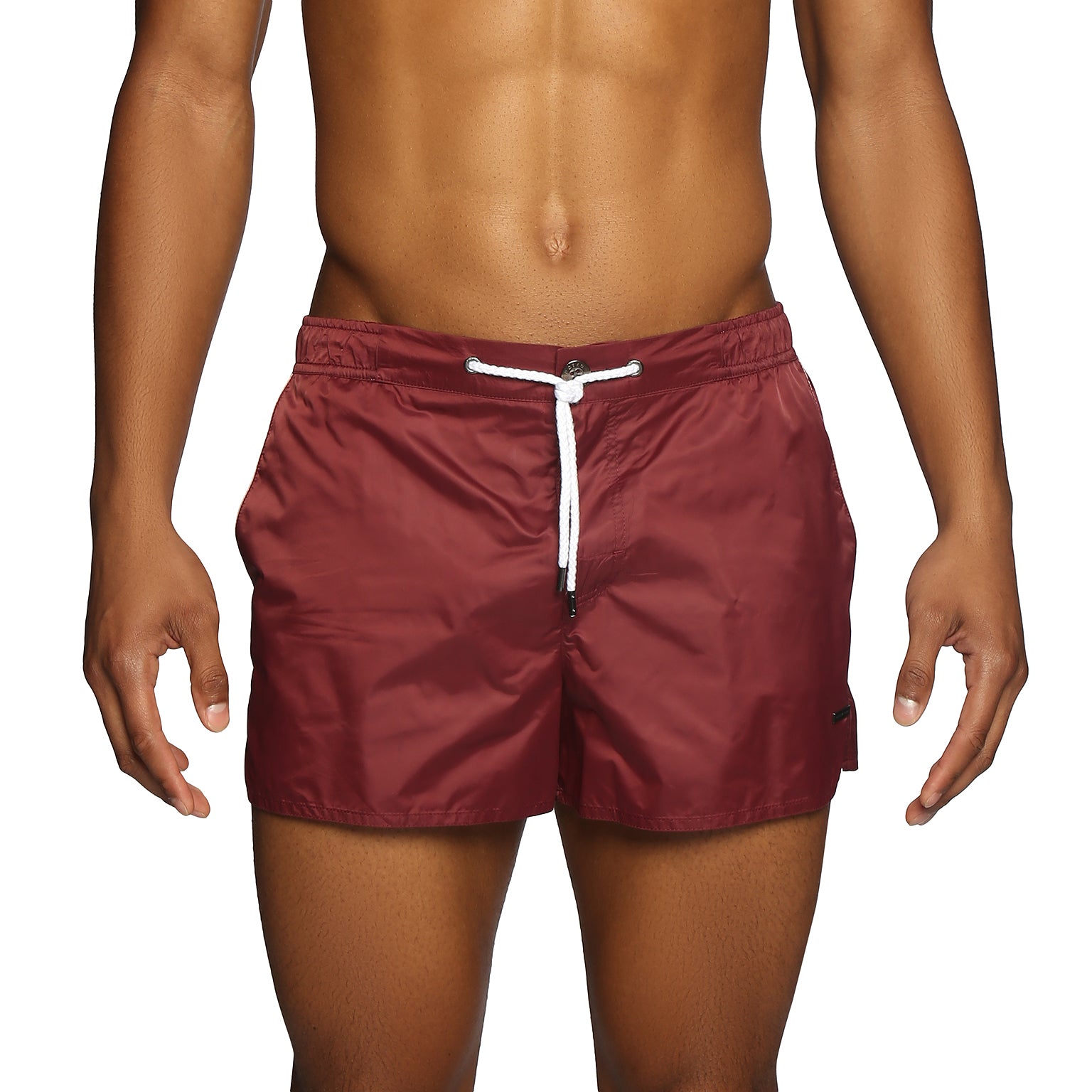 NEW RESORT '25- Burgundy Nylon Barcelona Swim Short - parke & ronen