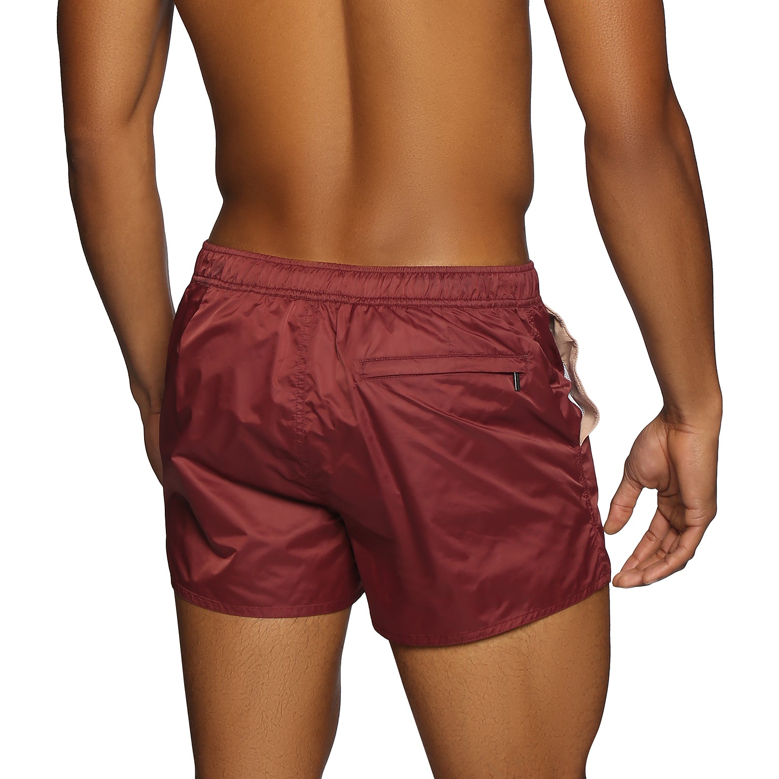 NEW RESORT '25- Burgundy Nylon Barcelona Swim Short - parke & ronen