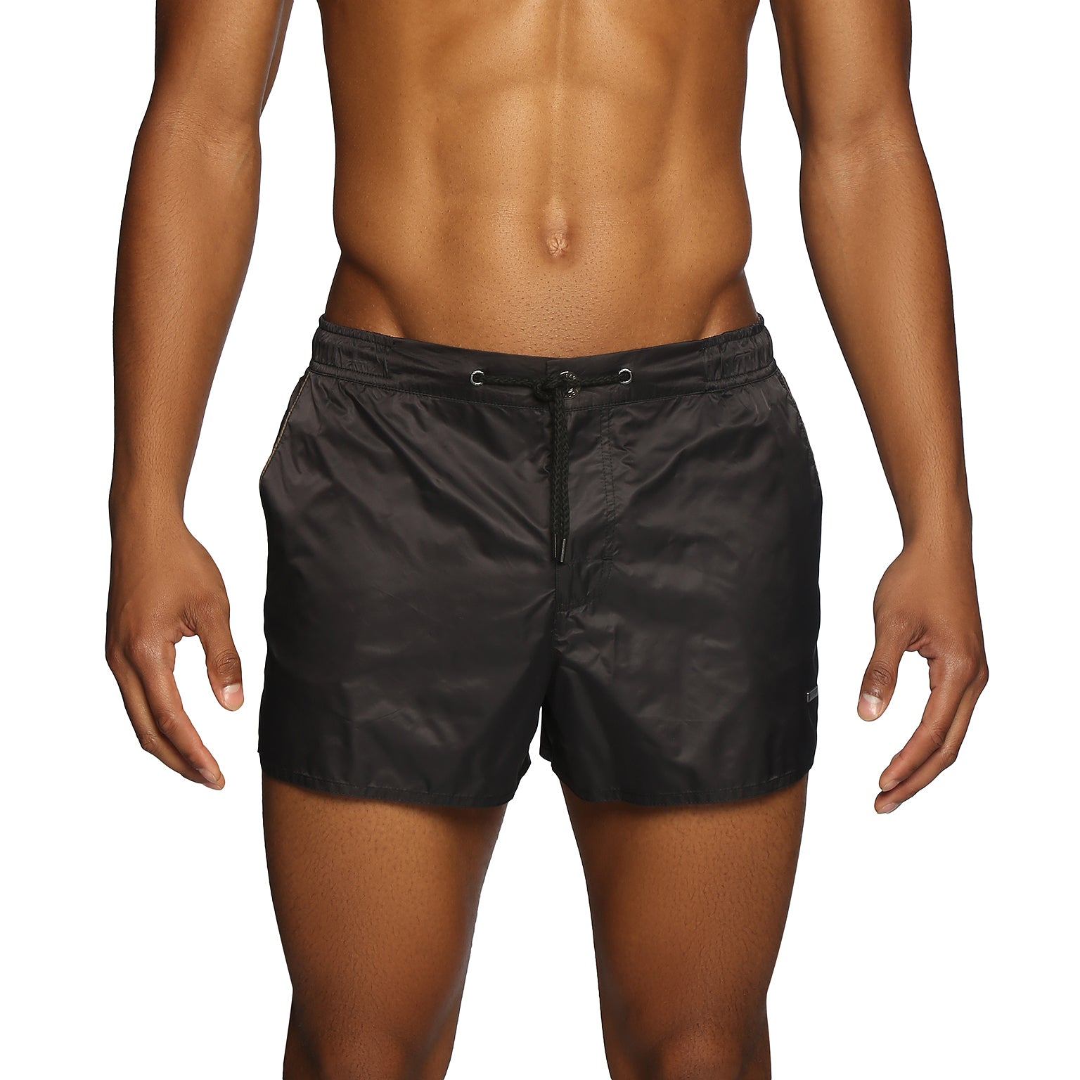 NEW RESORT '25- Black Nylon Barcelona Swim Short - parke & ronen
