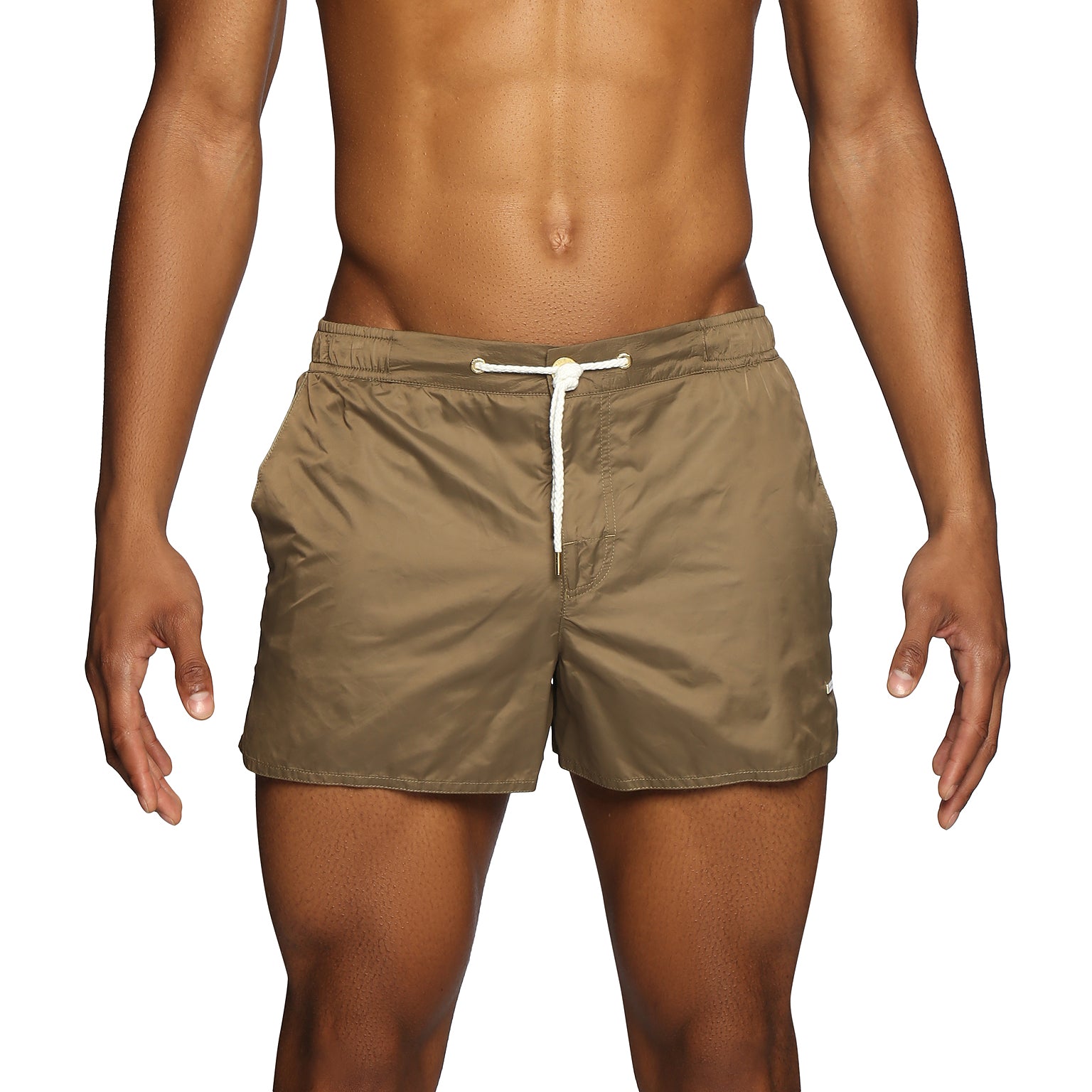 NEW RESORT '25- Tan Nylon Barcelona Swim Short - parke & ronen
