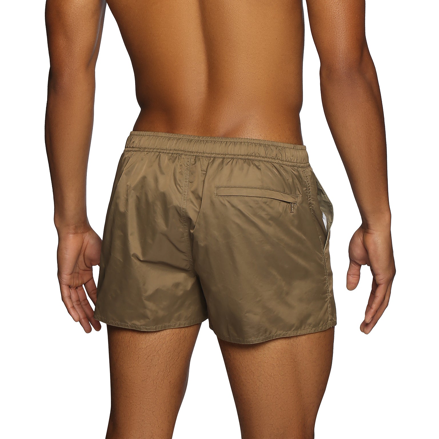 NEW RESORT '25- Tan Nylon Barcelona Swim Short - parke & ronen