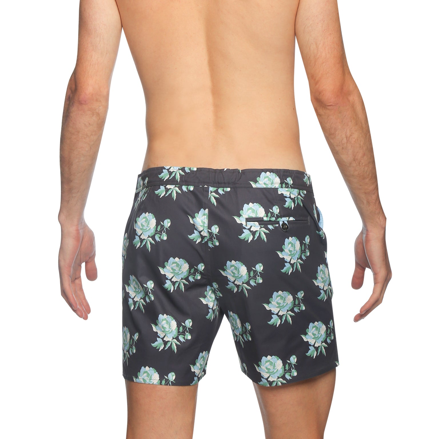 SAVE 70%- Cool Grey Peonies Print 6" Catalonia Stretch - parke & ronen