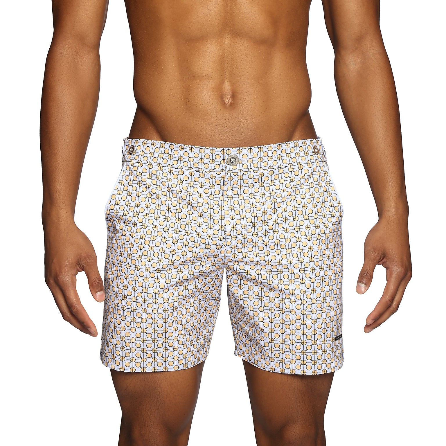 NEW RESORT '25- Mid Century Orange Print 6" Catalonia Stretch - parke & ronen