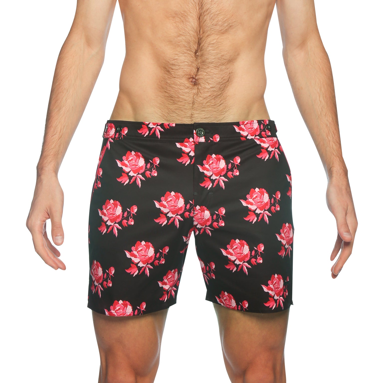 SAVE 70%- Vamp Red Peonies Print 6" Catalonia Stretch - parke & ronen