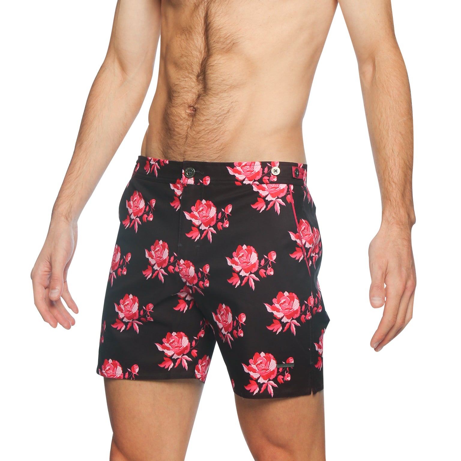 SAVE 70%- Vamp Red Peonies Print 6" Catalonia Stretch - parke & ronen