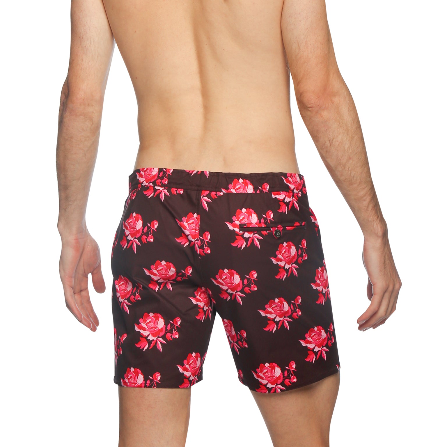 SAVE 70%- Vamp Red Peonies Print 6" Catalonia Stretch - parke & ronen