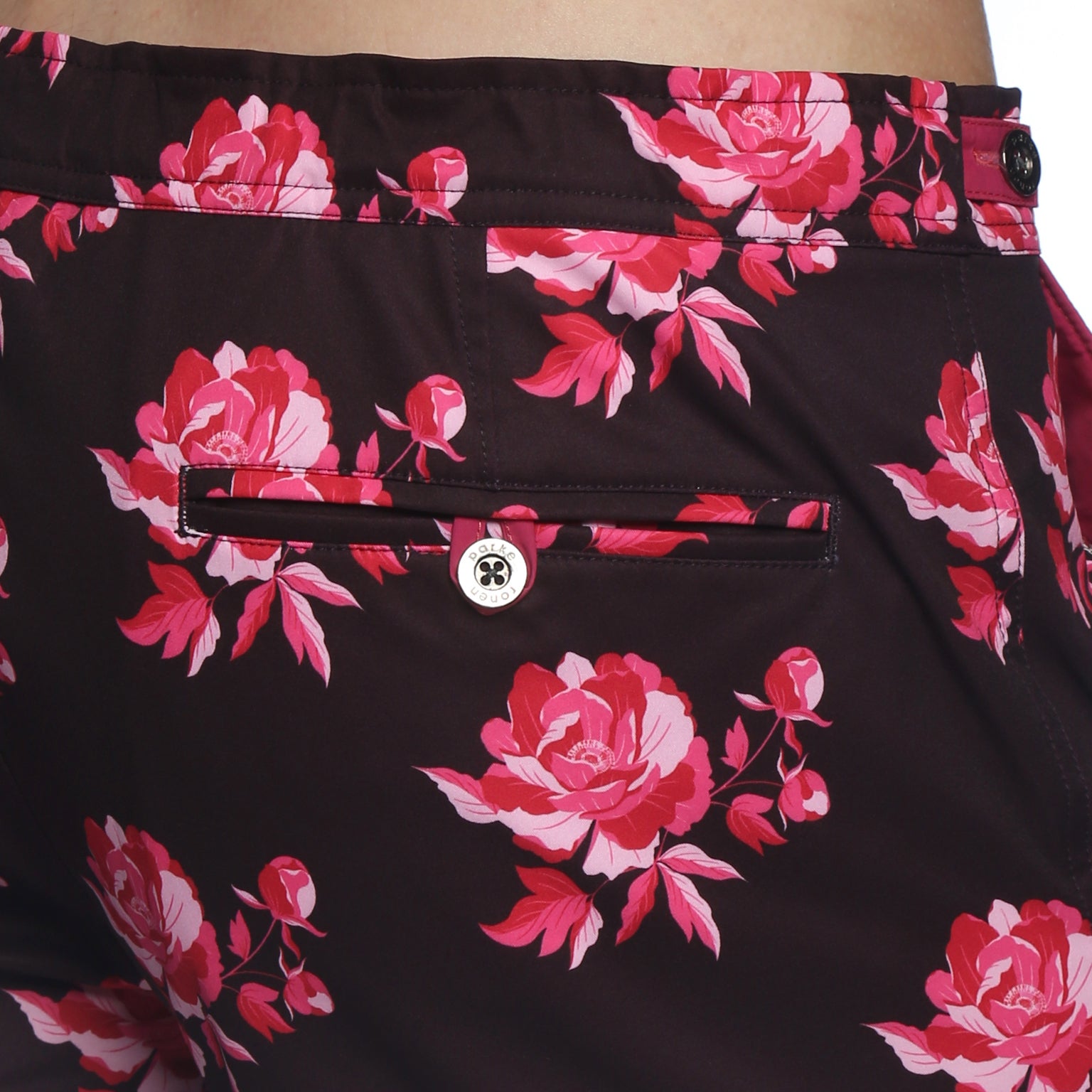 SAVE 70%- Vamp Red Peonies Print 6" Catalonia Stretch - parke & ronen