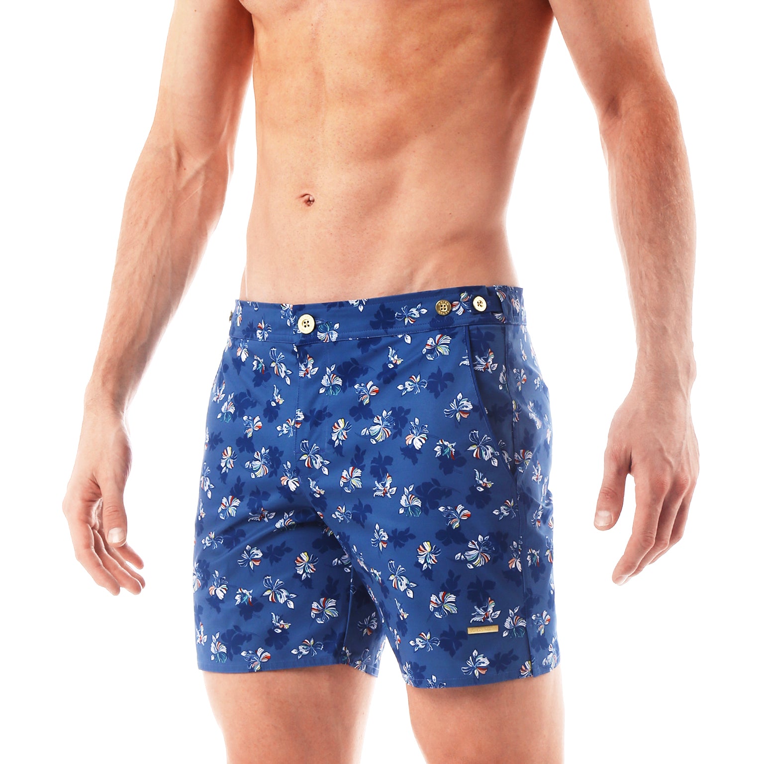 SAVE 70%- Blue Patrick Print 6" Catalonia Stretch - parke & ronen