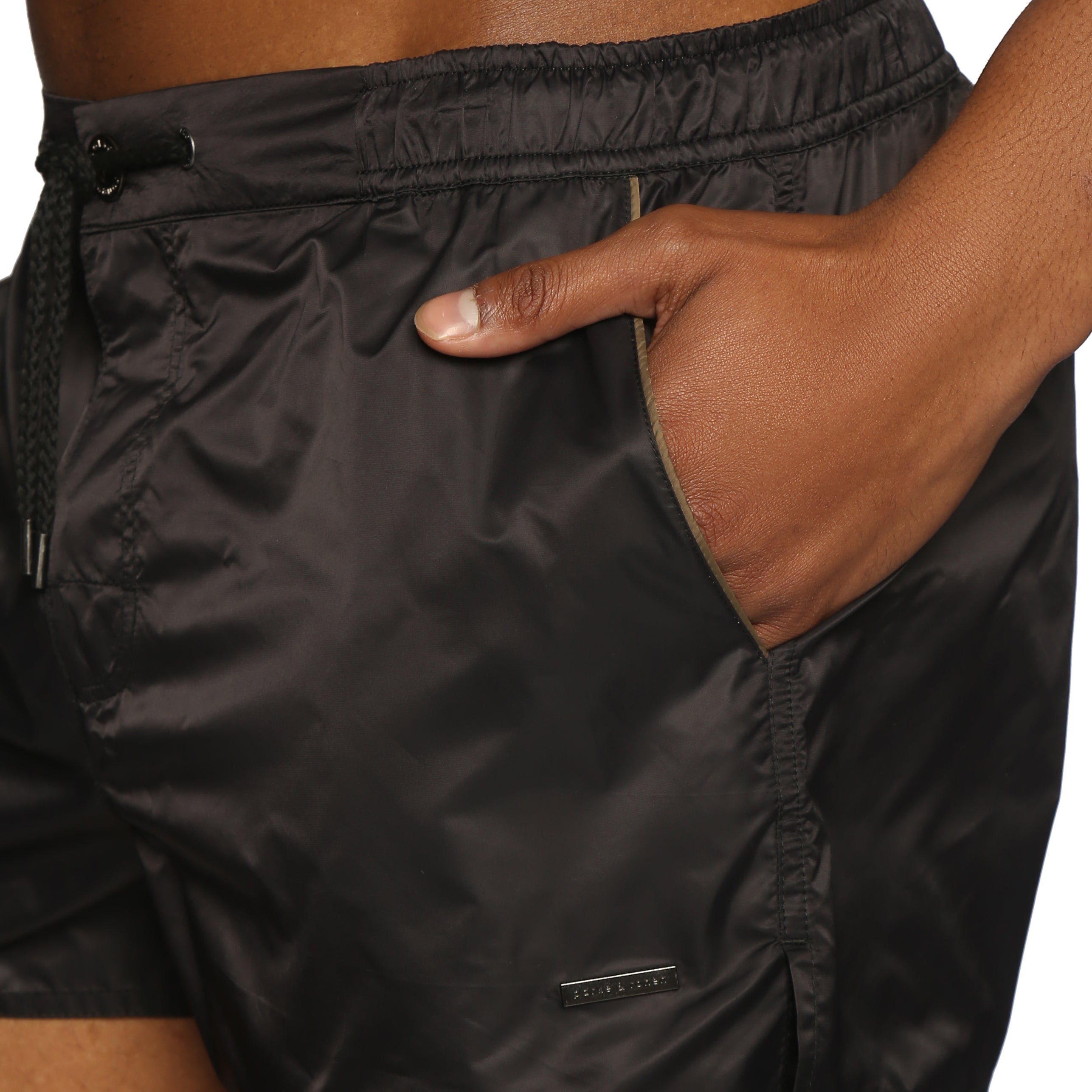 NEW RESORT '25- Black Nylon Barcelona Swim Short - parke & ronen