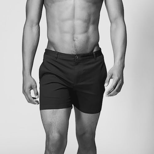Black Solid Stretch Holler Shorts