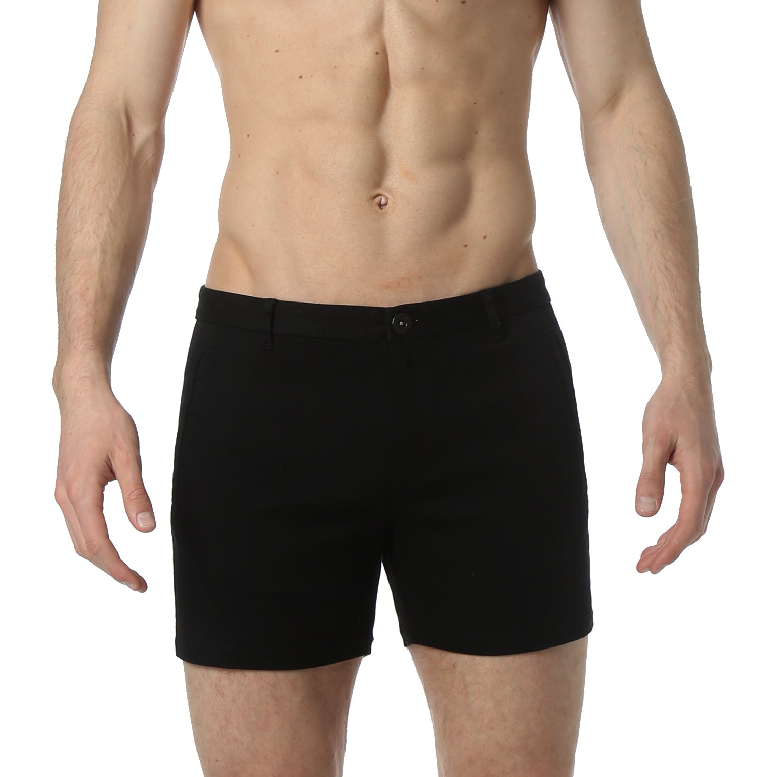 Black Solid Stretch Holler Shorts - parke & ronen
