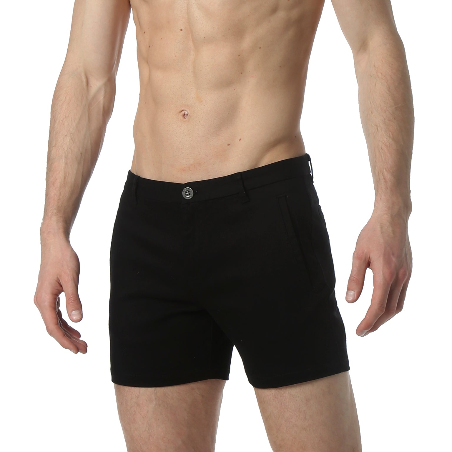 Black Solid Stretch Holler Shorts - parke & ronen