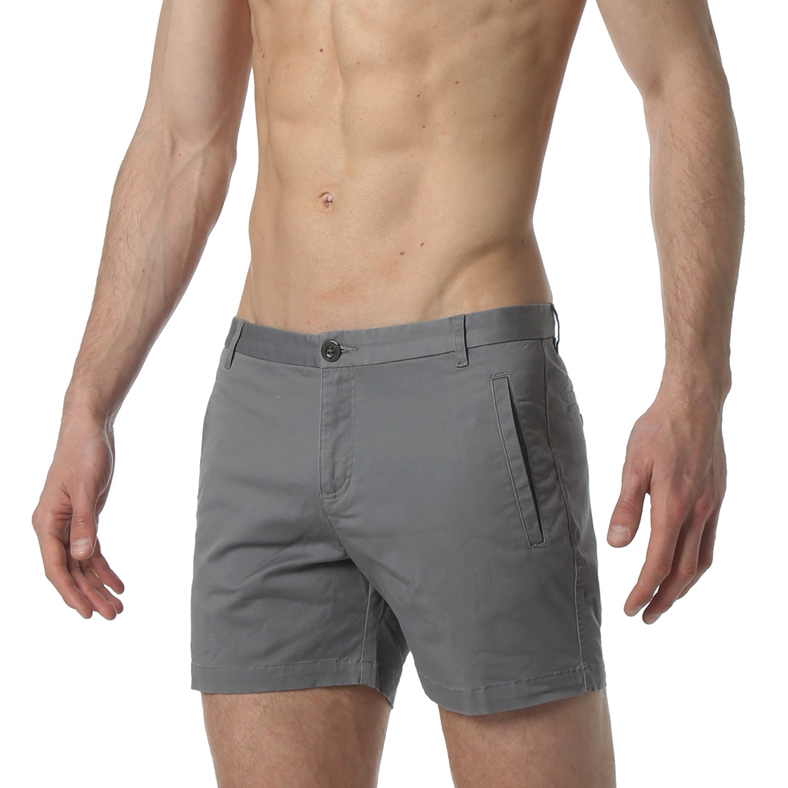 Dark Grey Solid Stretch Holler Shorts - parke & ronen