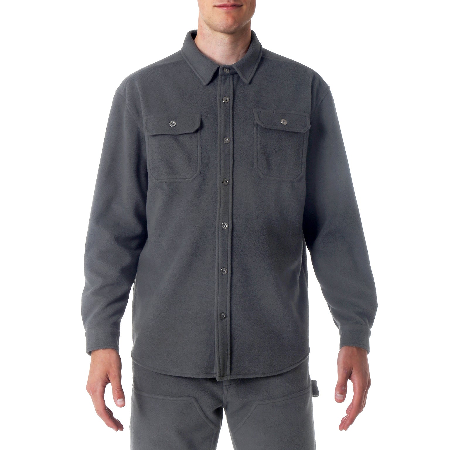 SAVE 70%- Storm Grey Solid Fleece Work Shirt