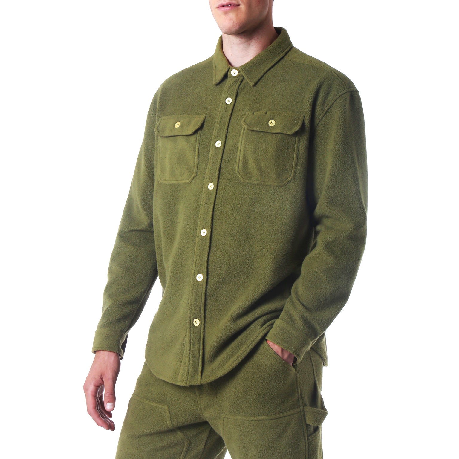 SAVE 70%- Light Army Fleece Work Shirt