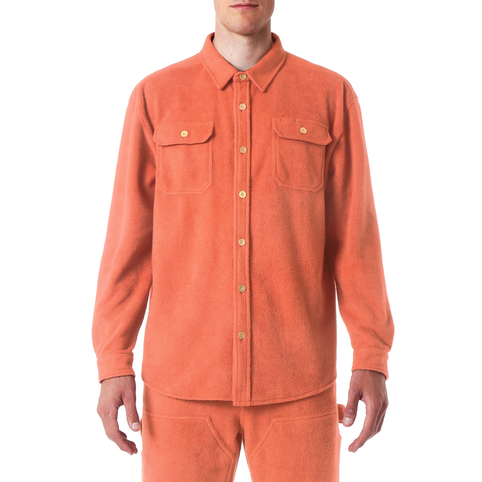SAVE 70%- Rhubarb Solid Fleece Work Shirt - parke & ronen