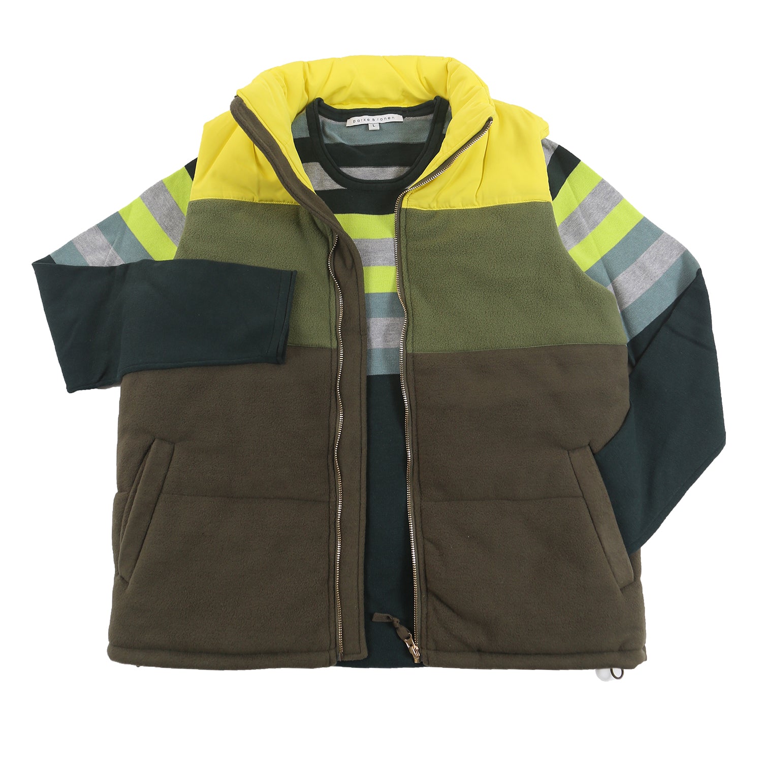SAVE 70%- Citron Satin and Fleece Quilted Vest