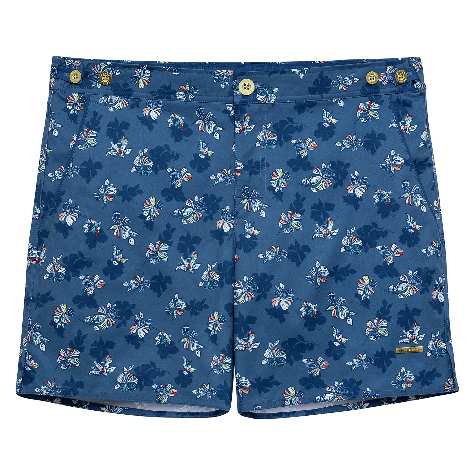 SAVE 70%- Blue Patrick Print 6" Catalonia Stretch - parke & ronen