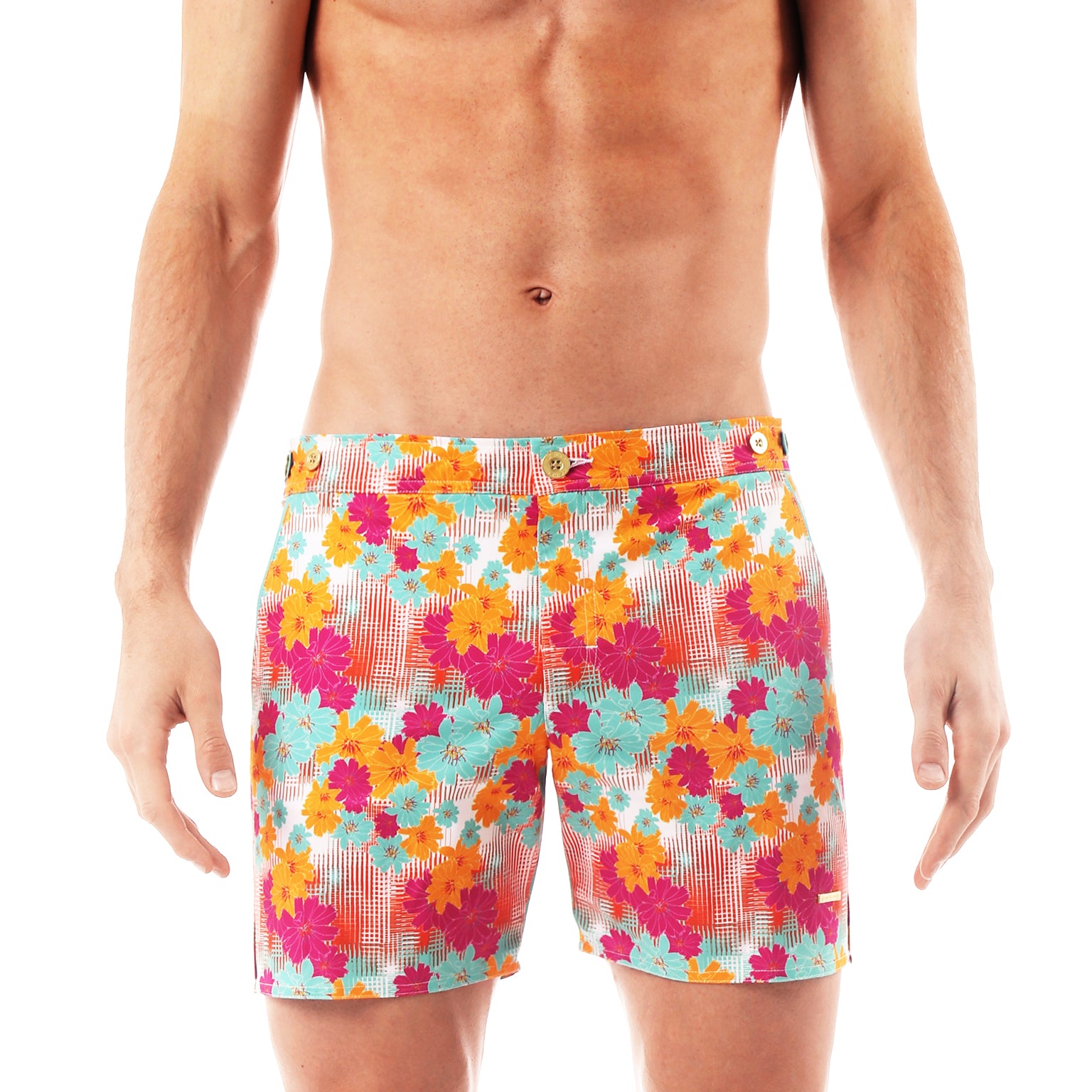 SAVE 70%- Bright Dahlias Print 6" Catalonia Stretch - parke & ronen