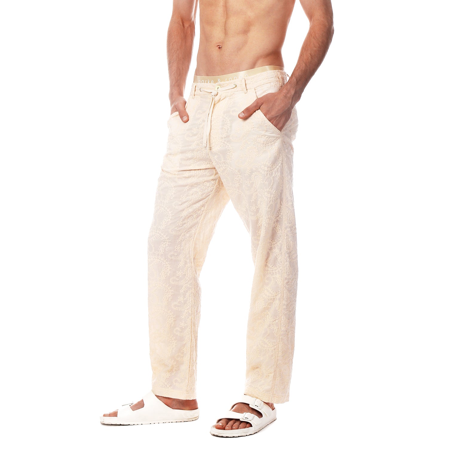 SAVE 50%- Parchment Artisan Stitch Beach Pant