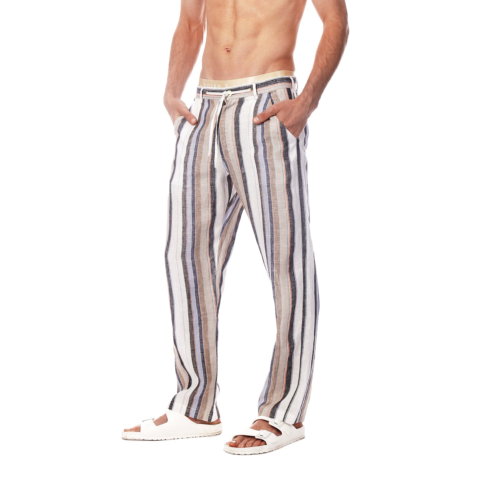 Ivory Umbrella Stripe Beach Pant