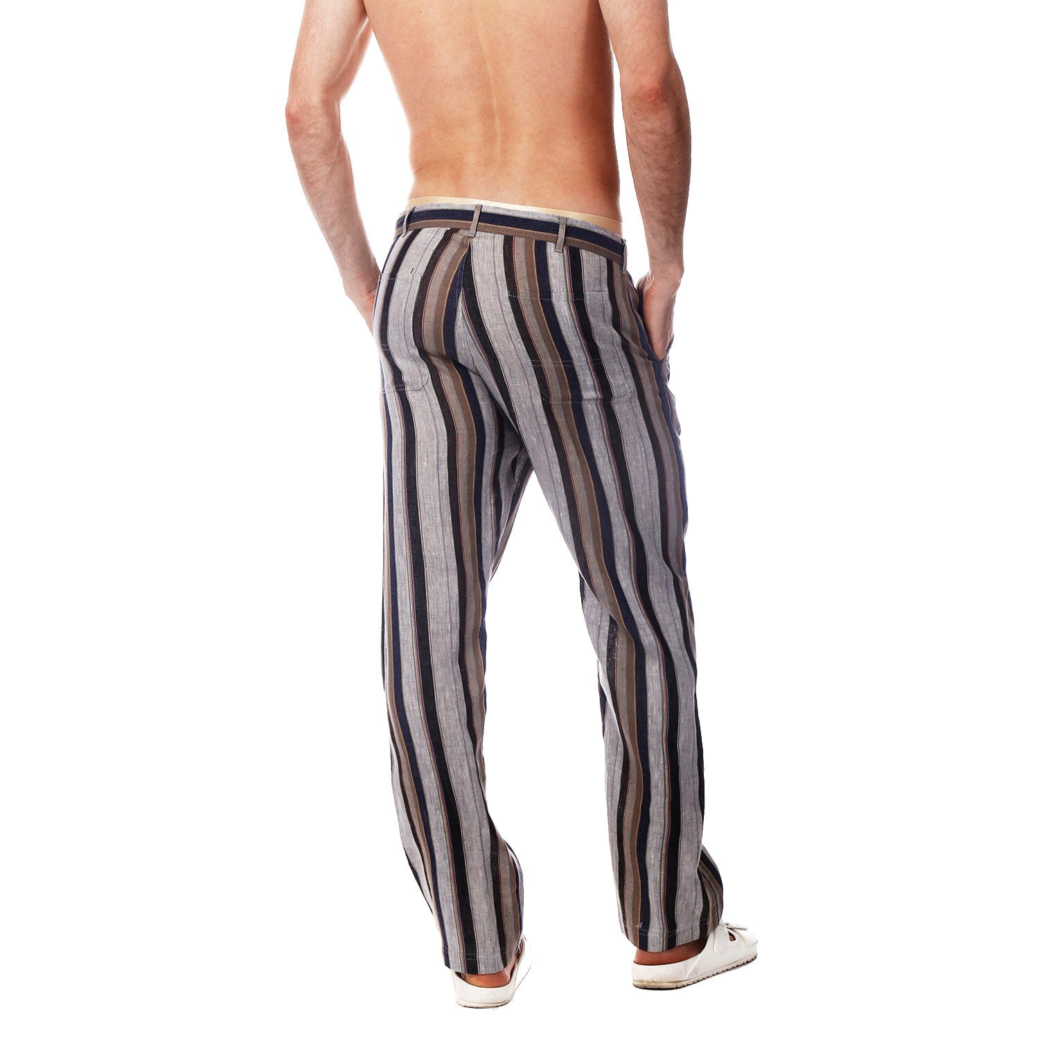 SAVE 50%- Taupe Umbrella Stripe Beach Pant