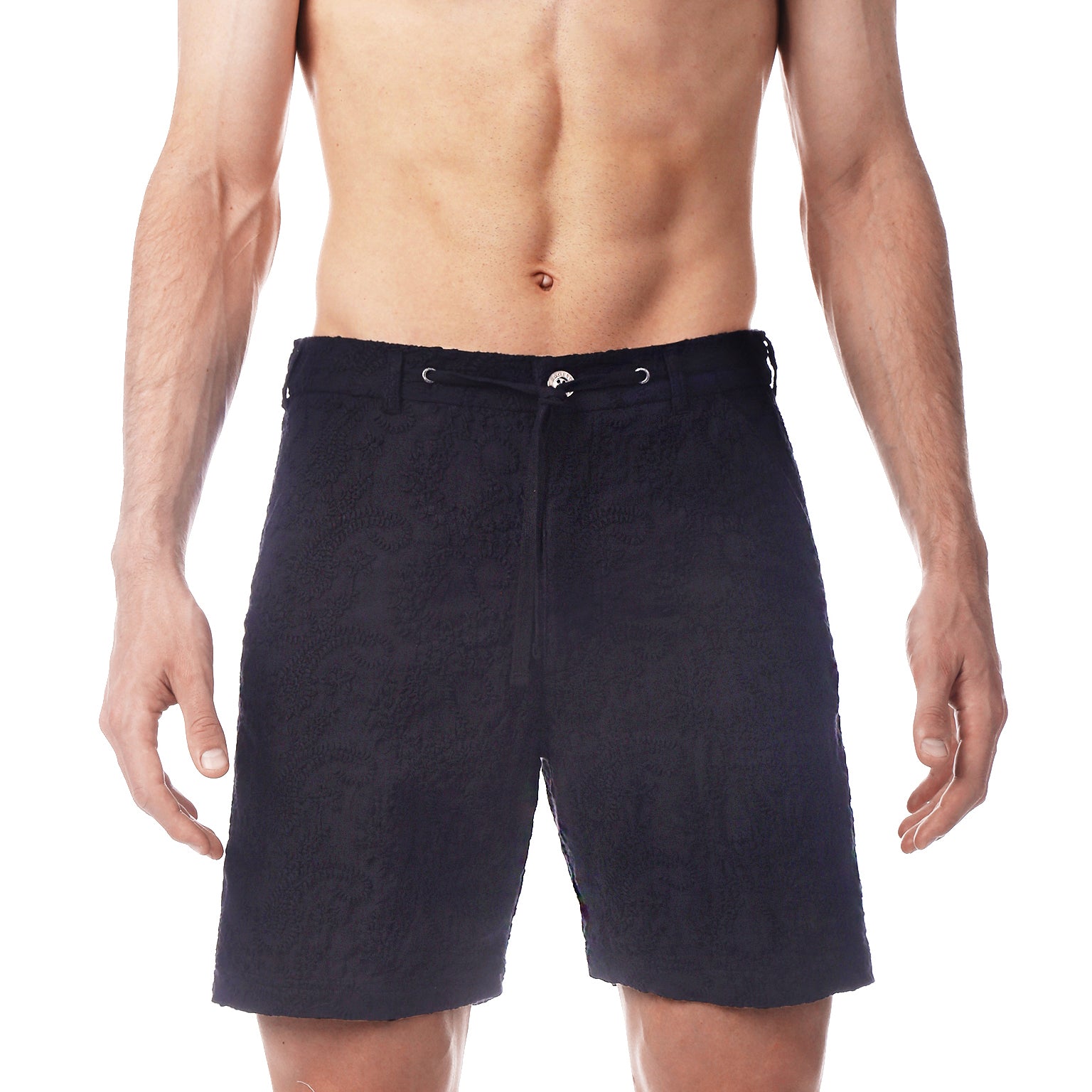 Black Artisan Stitch Beach Short