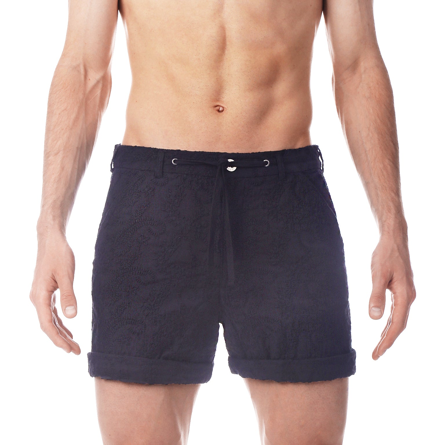 Black Artisan Stitch Beach Short