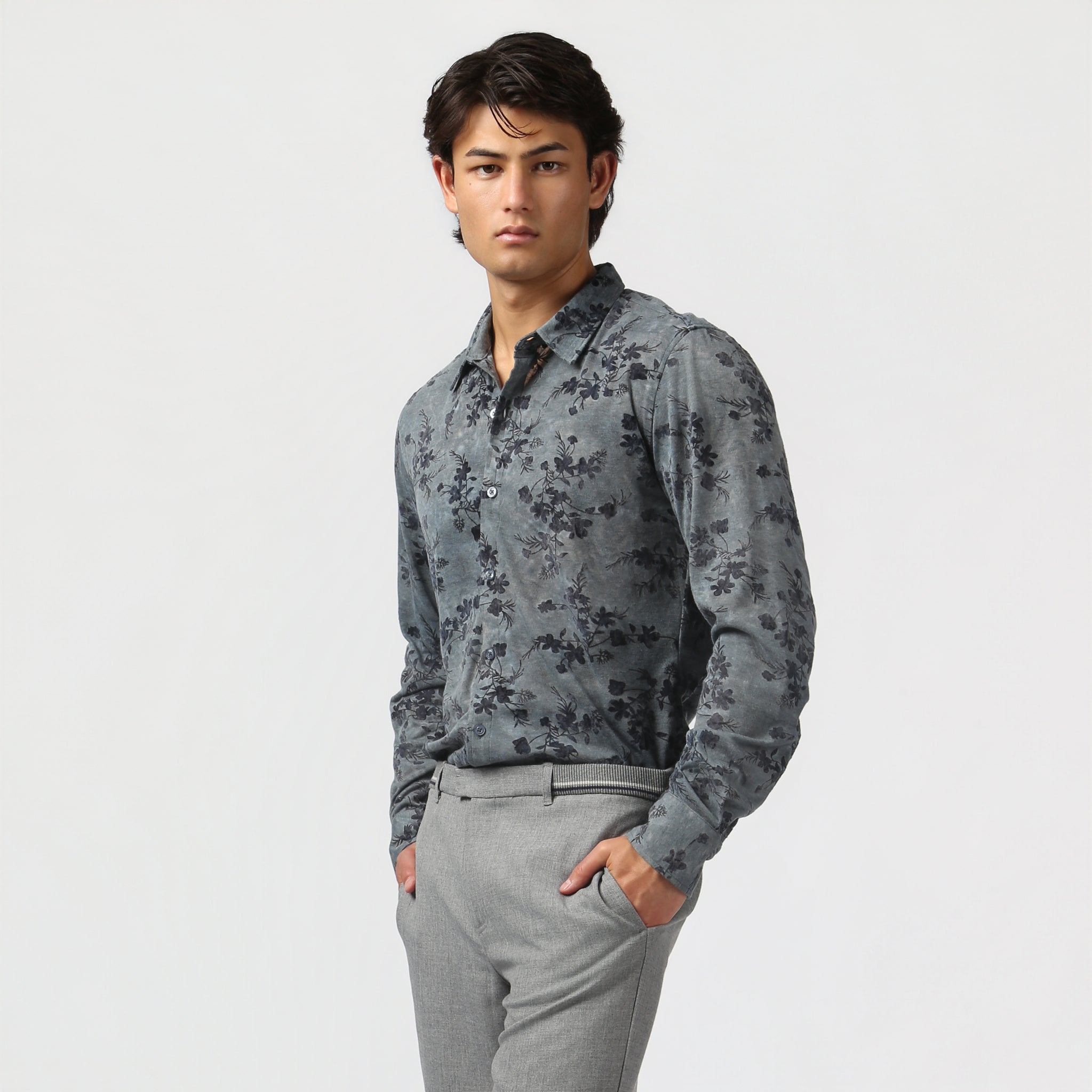 NEW- Lavender Grey Vale Rib Knit Shirt