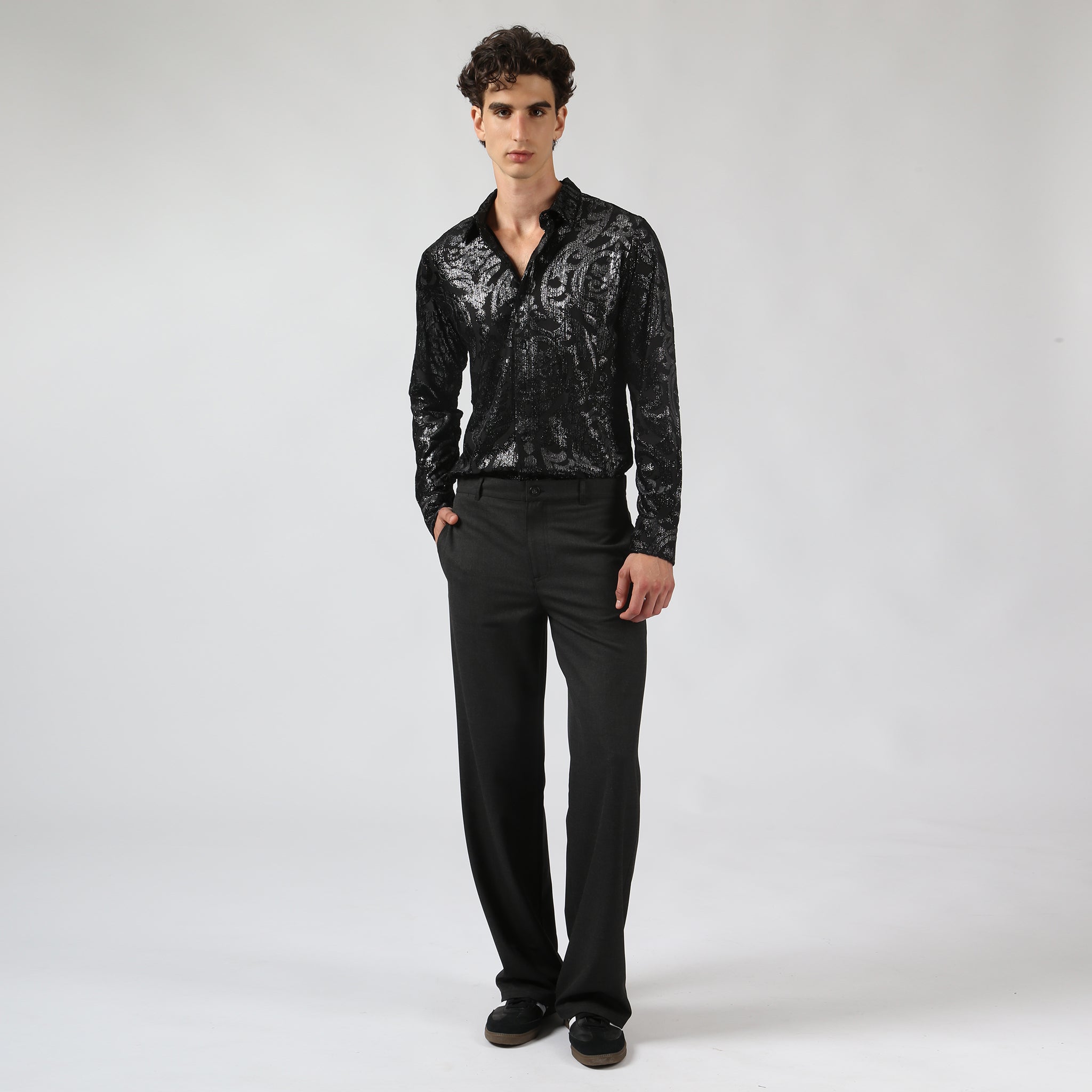 Obsidian Chambord Cut Velvet Shirt