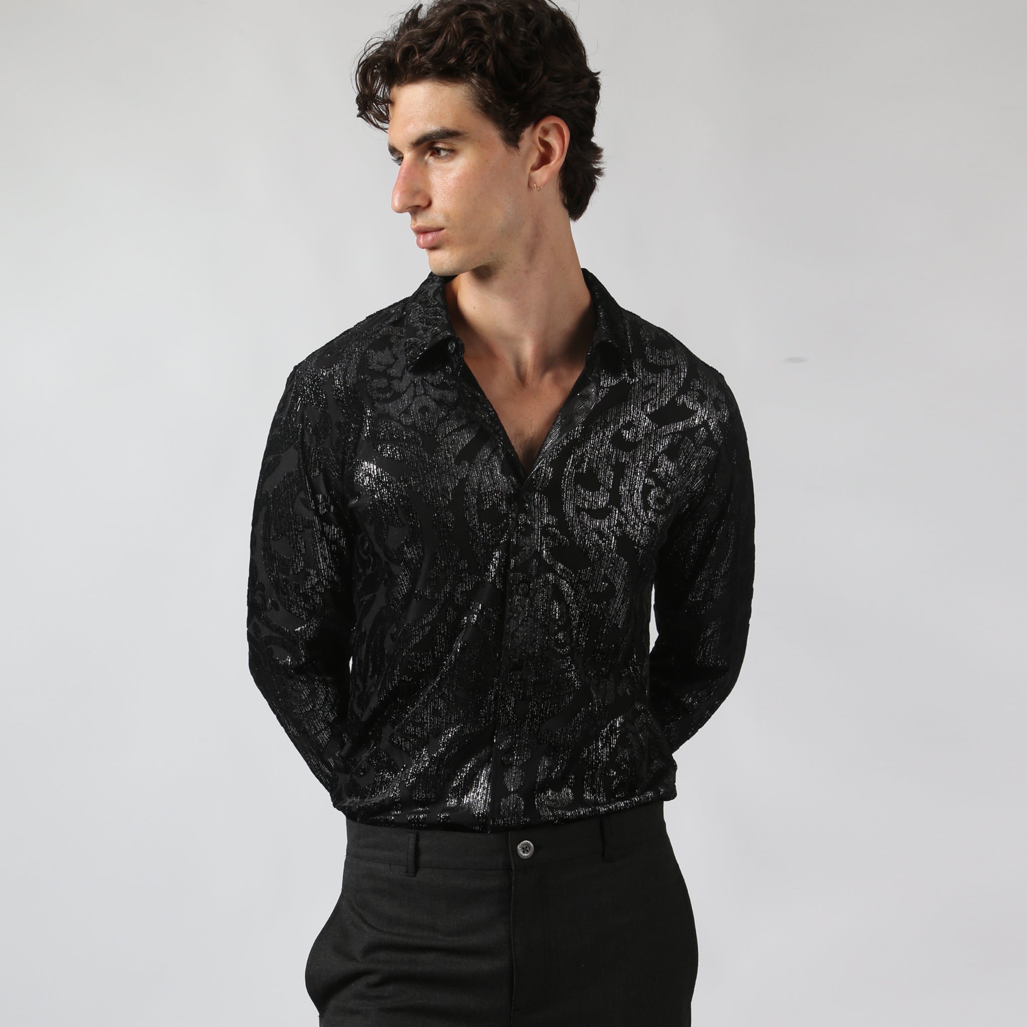 Obsidian Chambord Cut Velvet Shirt