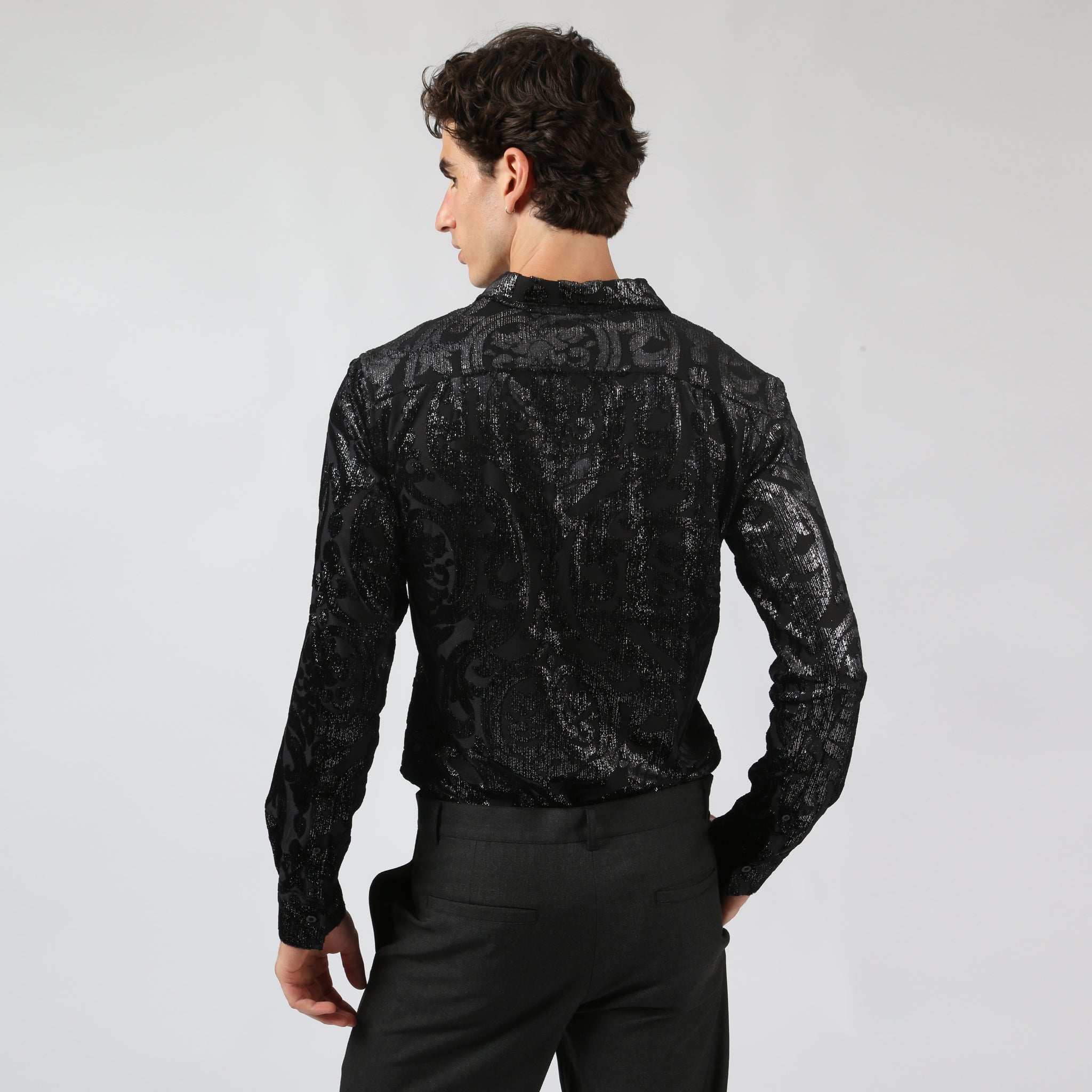 Obsidian Chambord Cut Velvet Shirt