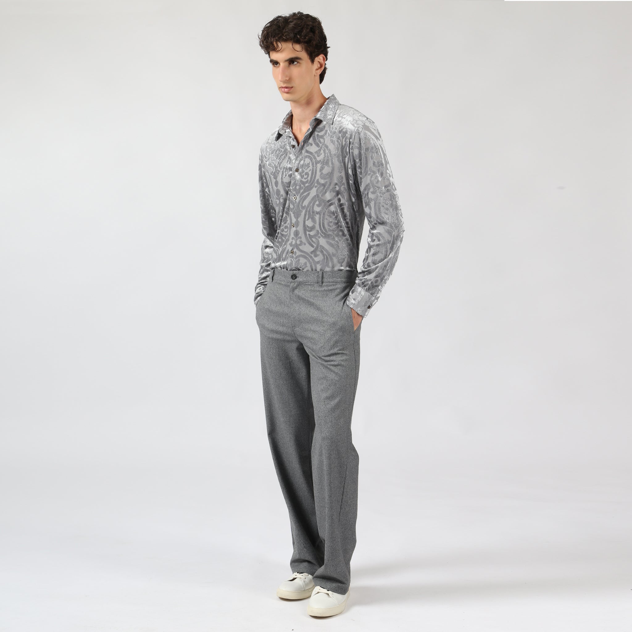 Pewter Chambord Cut Velvet Shirt