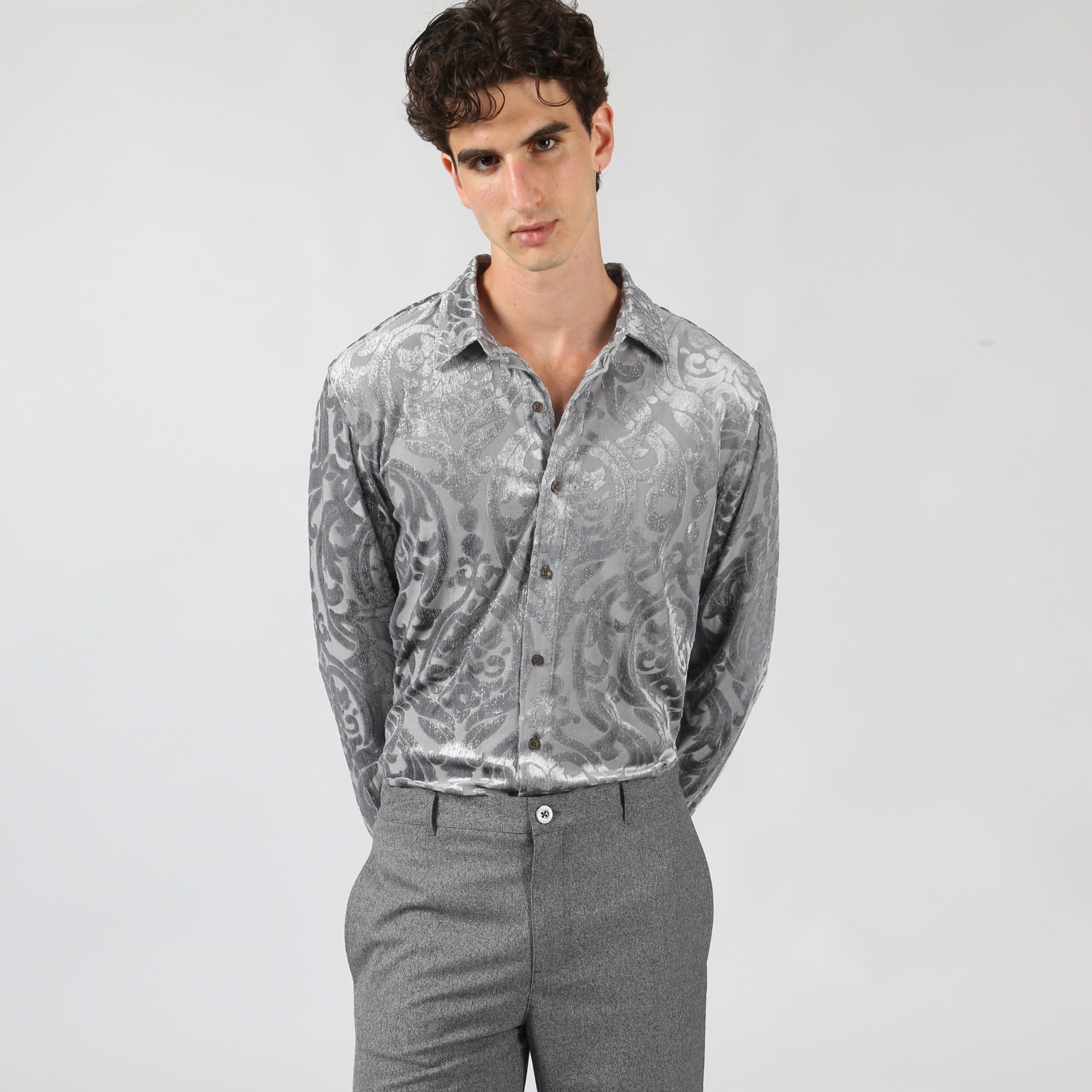 Pewter Chambord Cut Velvet Shirt