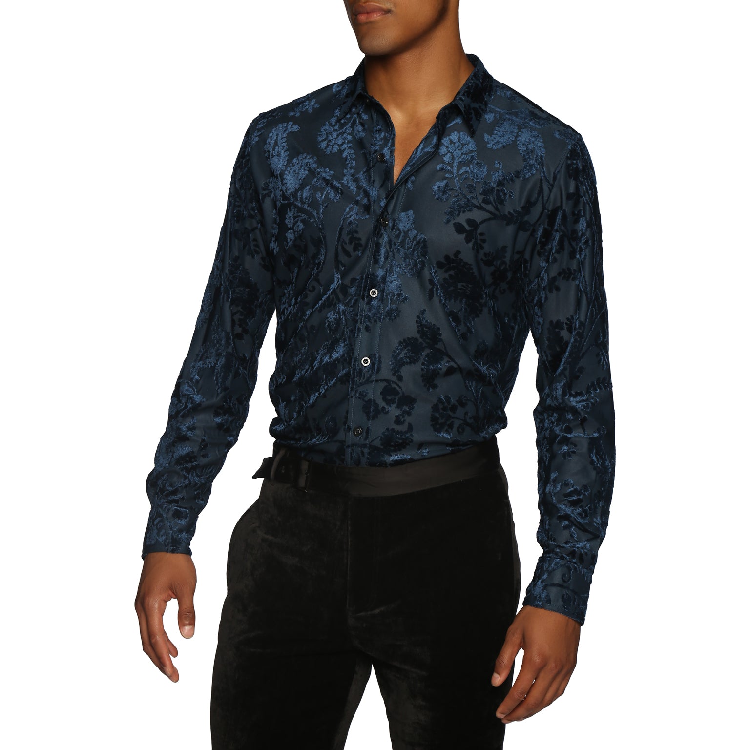 HOLIDAY EXCLUSIVE- Sapphire Fontainebleau Cut Velvet Shirt - parke & ronen